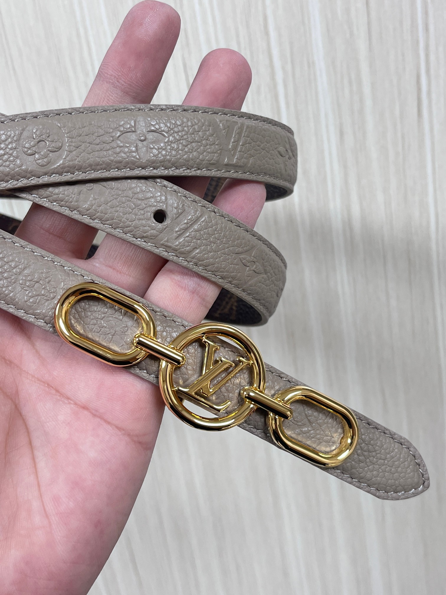 Female Basic Belt Cow Leather Gray