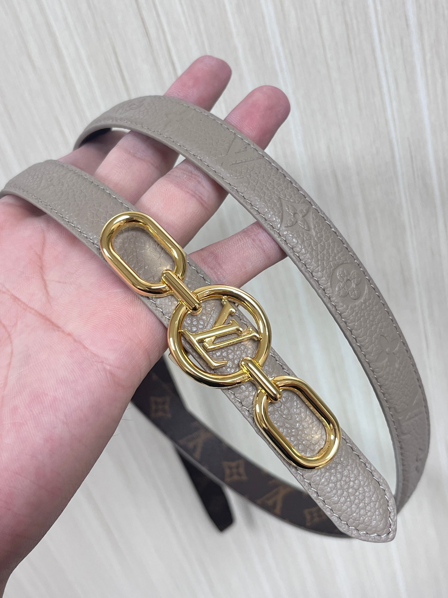 Female Basic Belt Cow Leather Gray