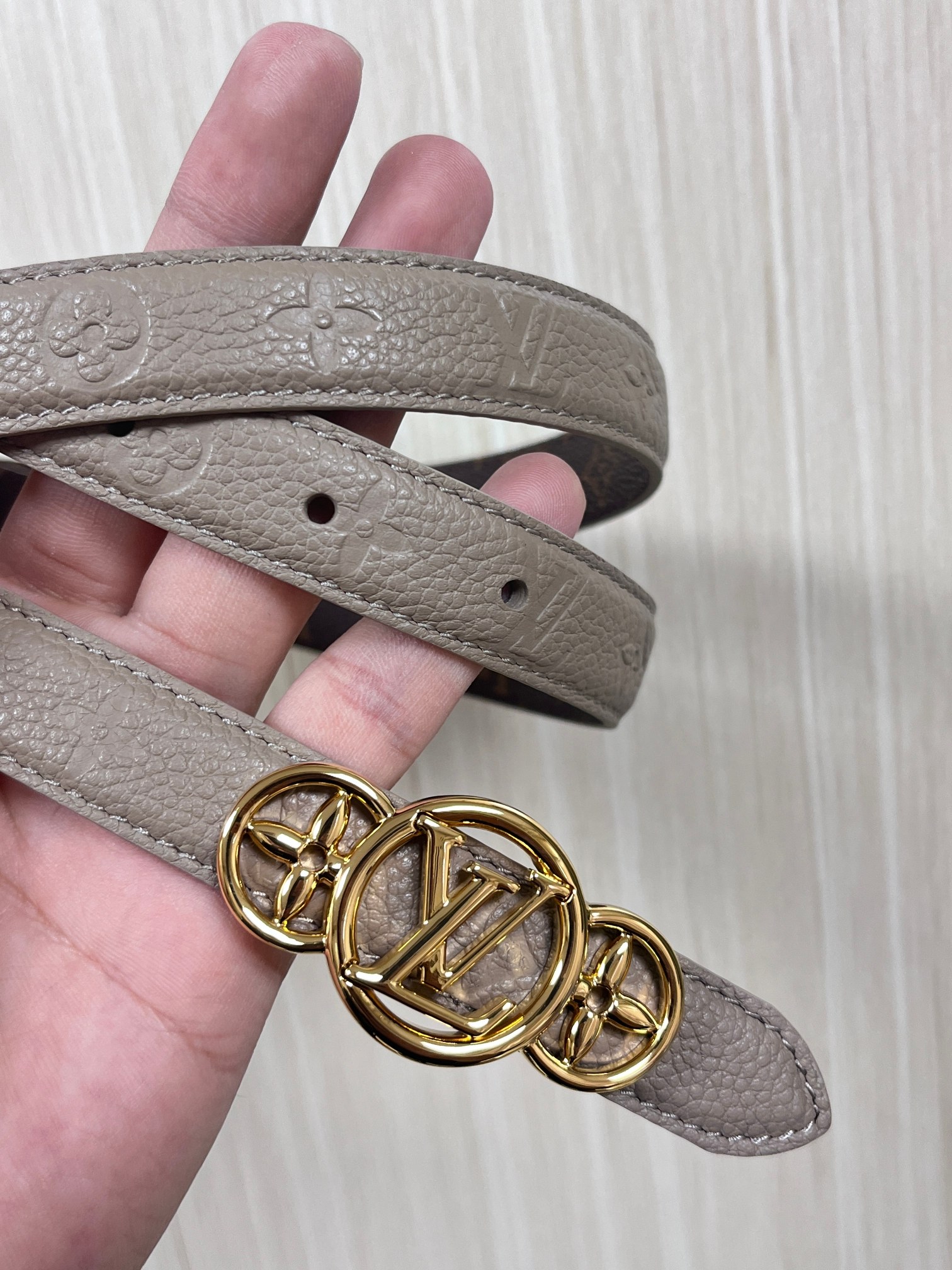 Female Basic Belt Cow Leather Gray