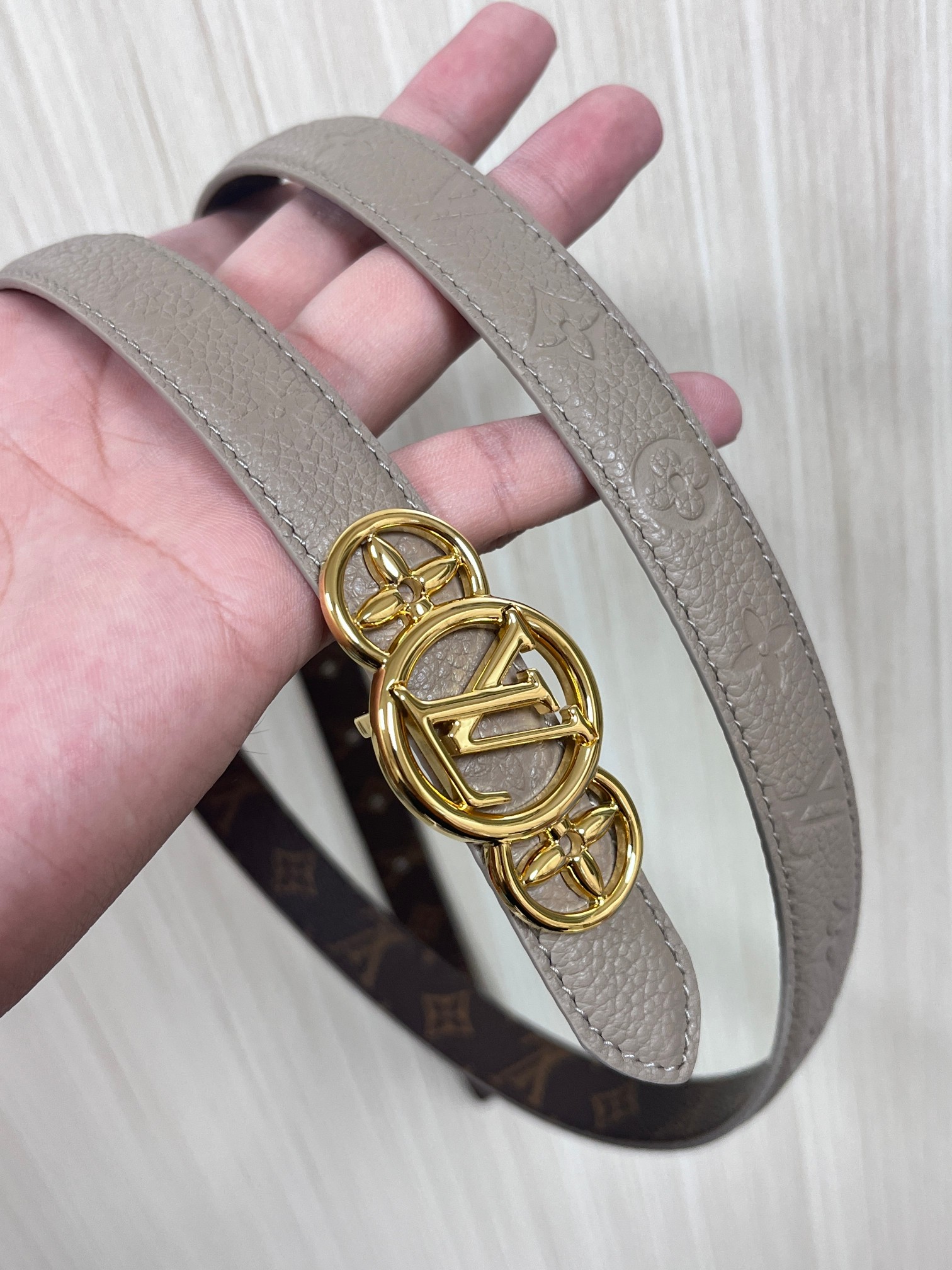 Female Basic Belt Cow Leather Gray