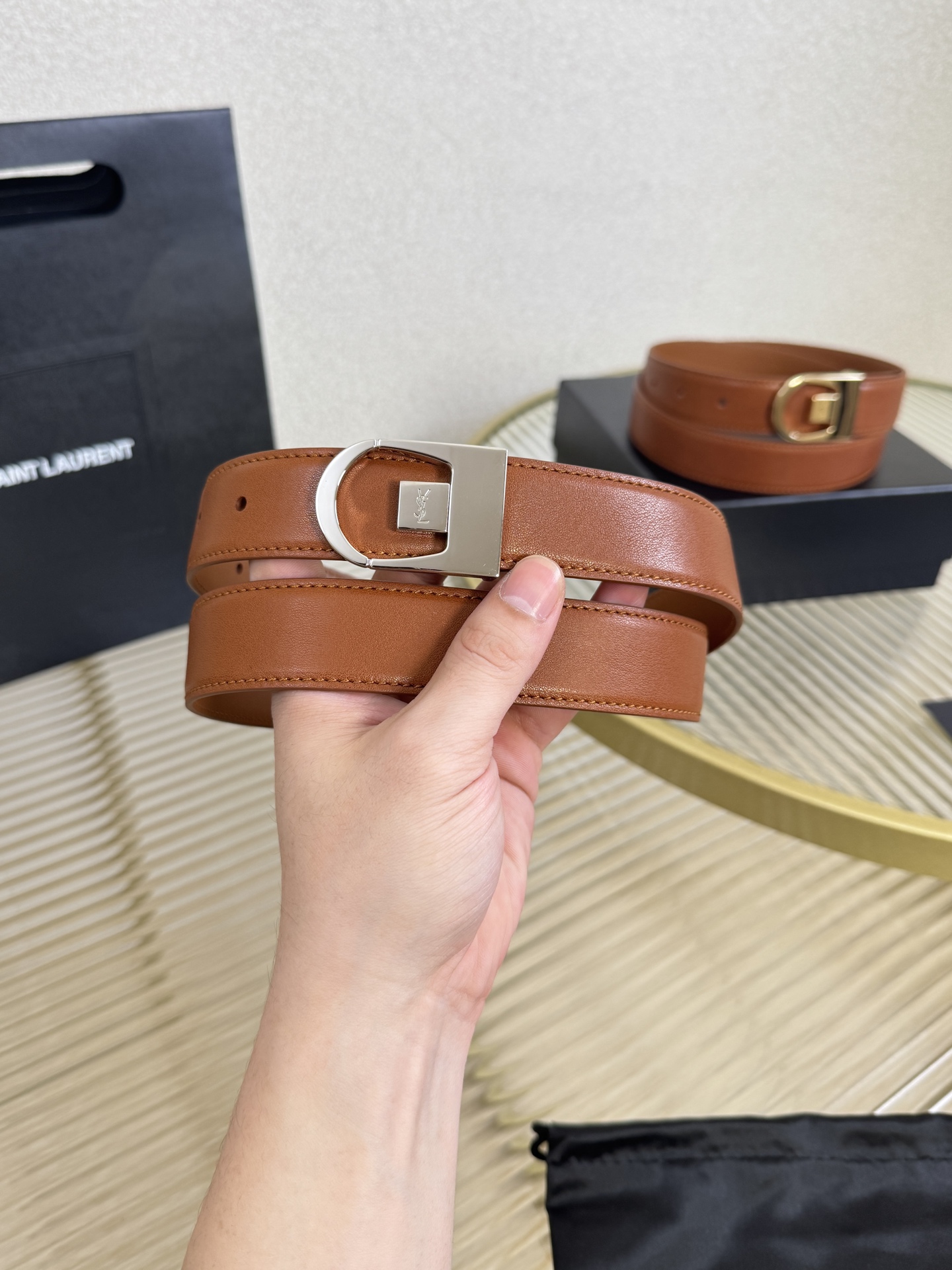 Saint Laurent Female Leather Belt S-m-l