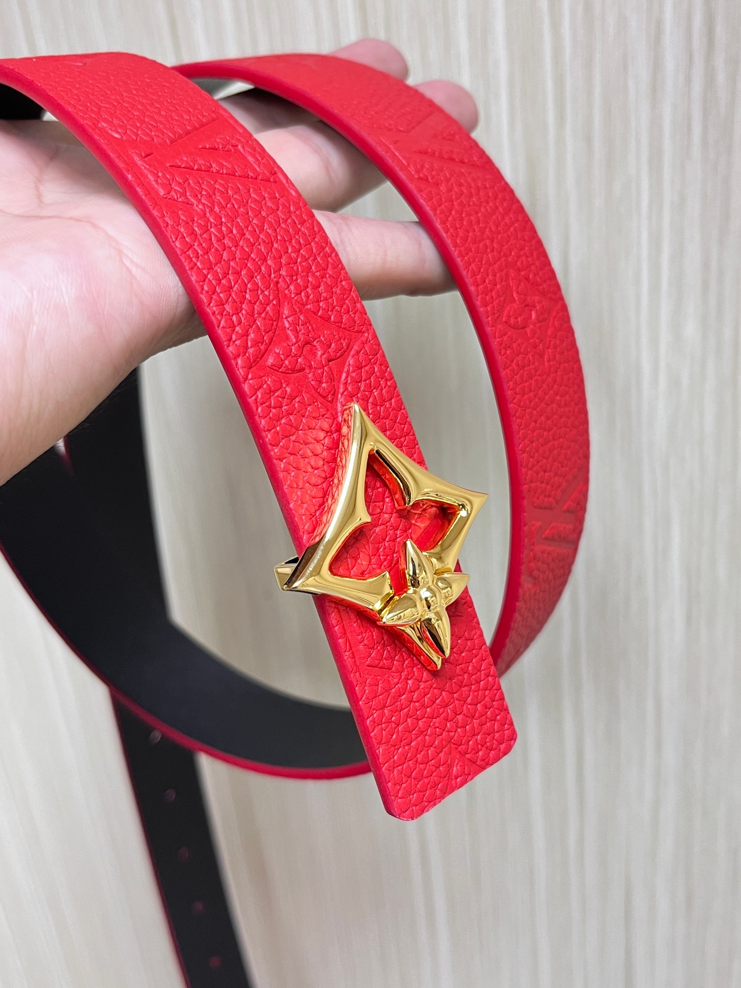 Female Basic Belt Cow Leather Red