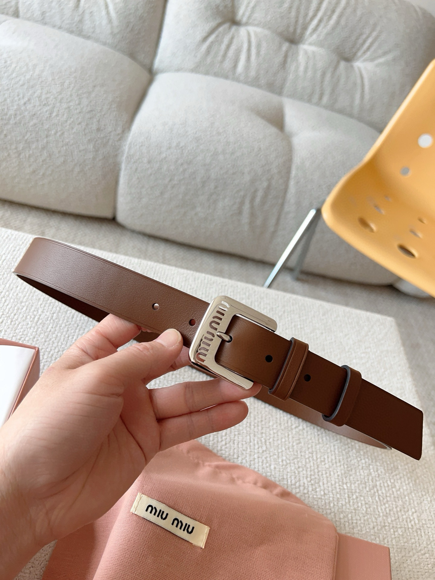 Miu Miu Female Leather Belt 30mm-m