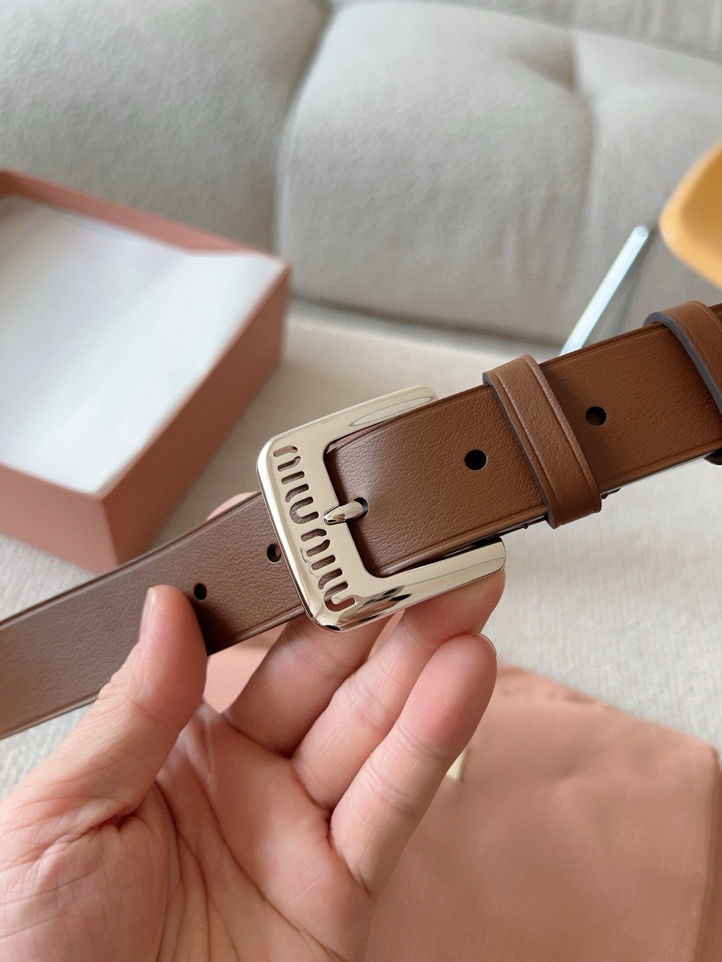 Miu Miu Female Leather Belt 30mm-m