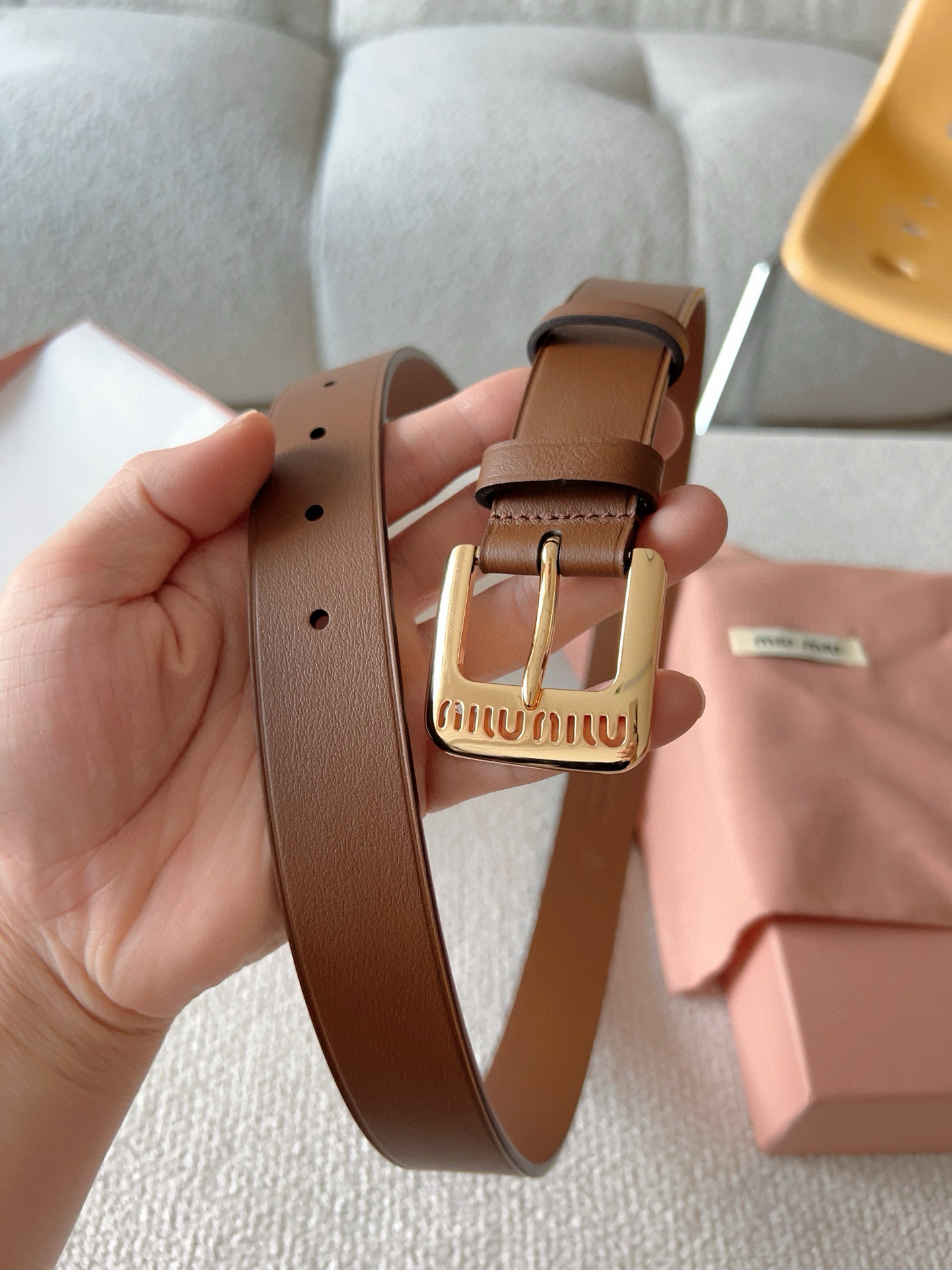 Miu Miu Female Leather Belt 30mm-m