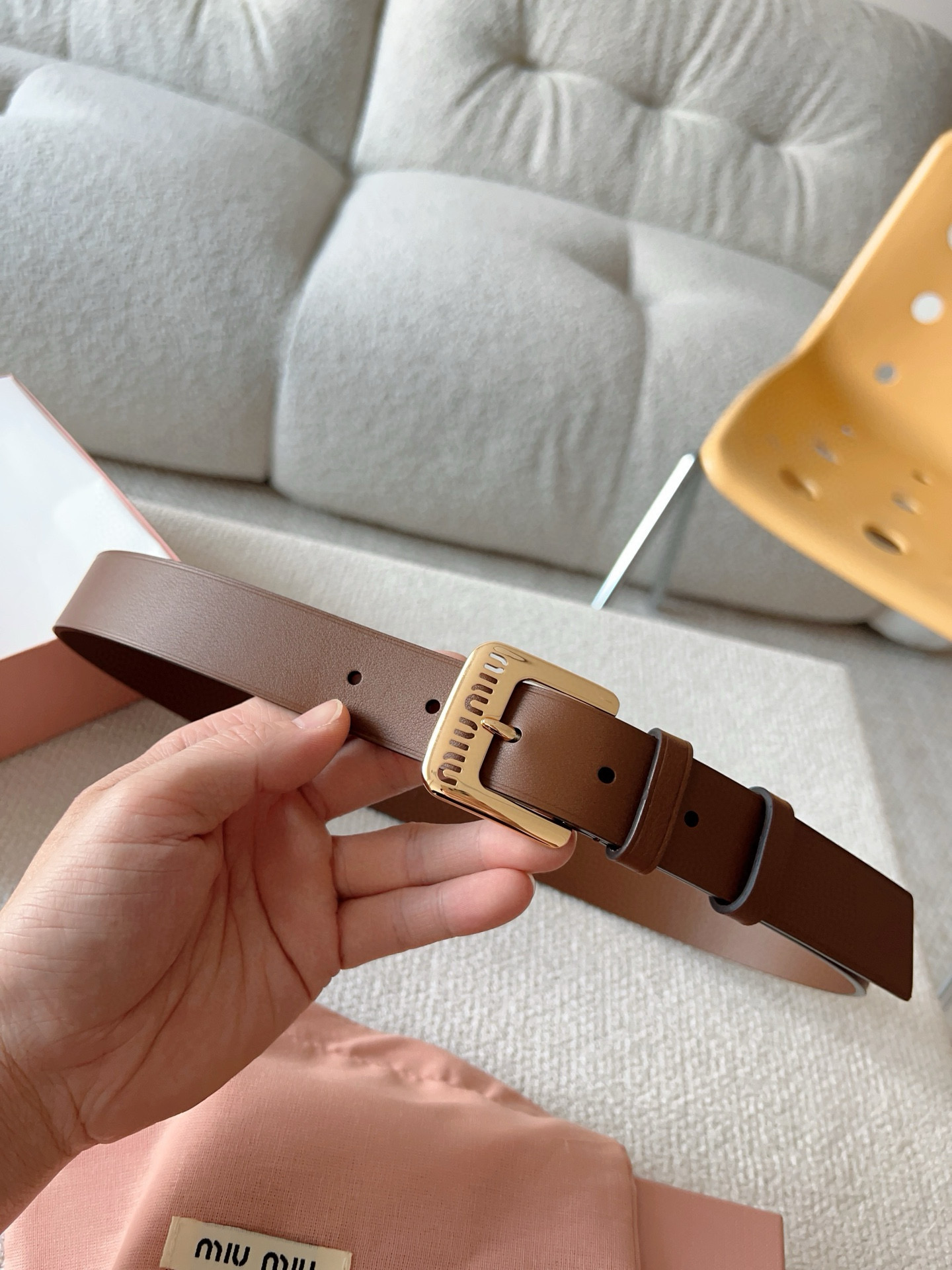 Miu Miu Female Leather Belt 30mm-m