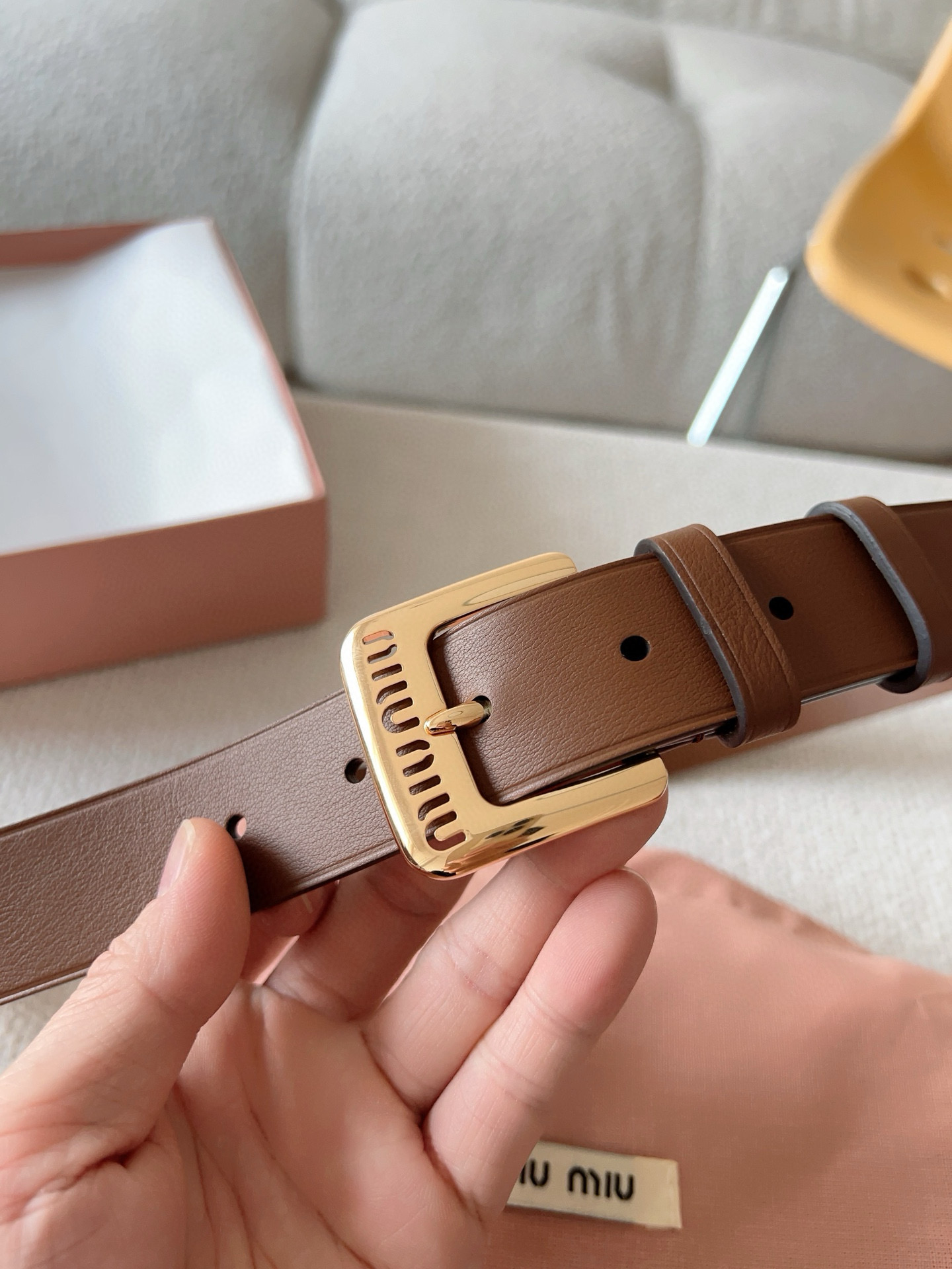 Miu Miu Female Leather Belt 30mm-m