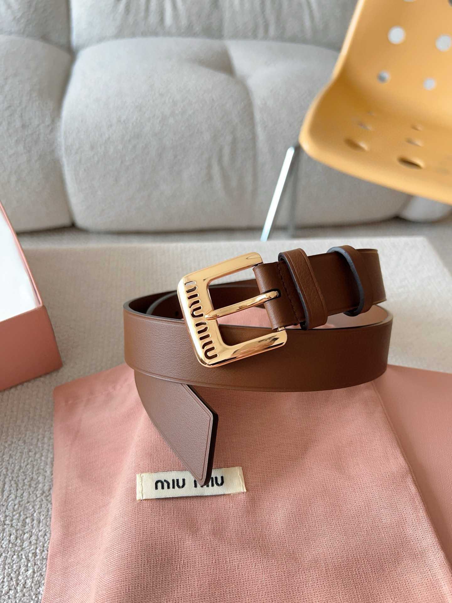 Miu Miu Female Leather Belt 30mm-m