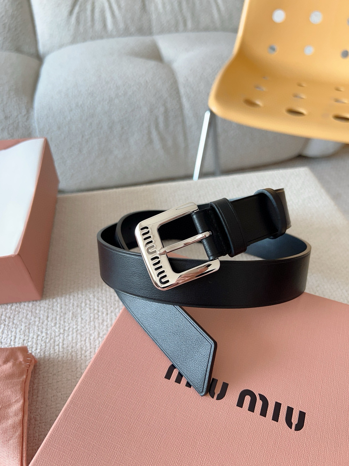 Miu Miu Female Leather Belt 30mm-m