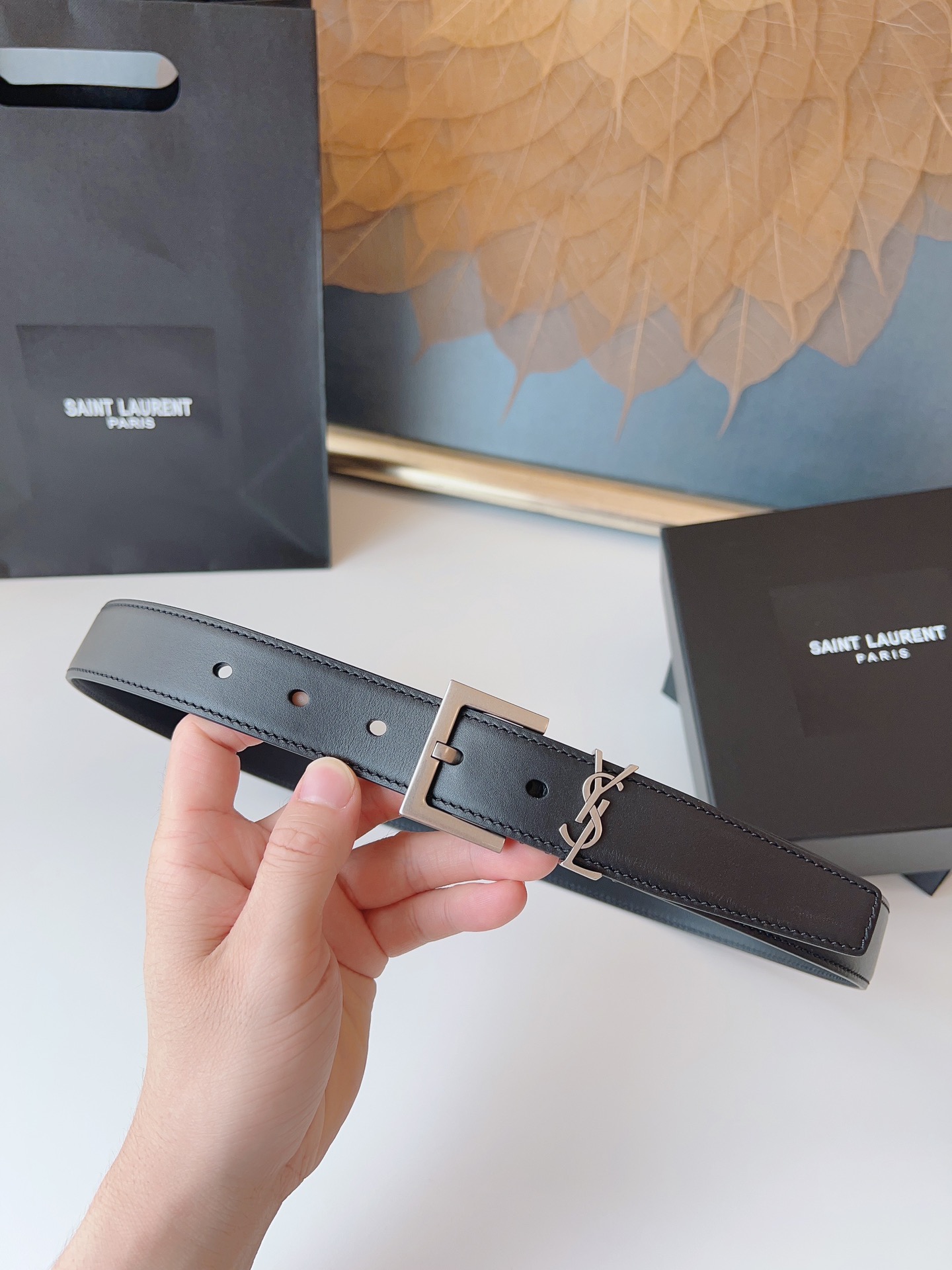 Saint Laurent Female Leather Belt Cow Leather S-m-l
