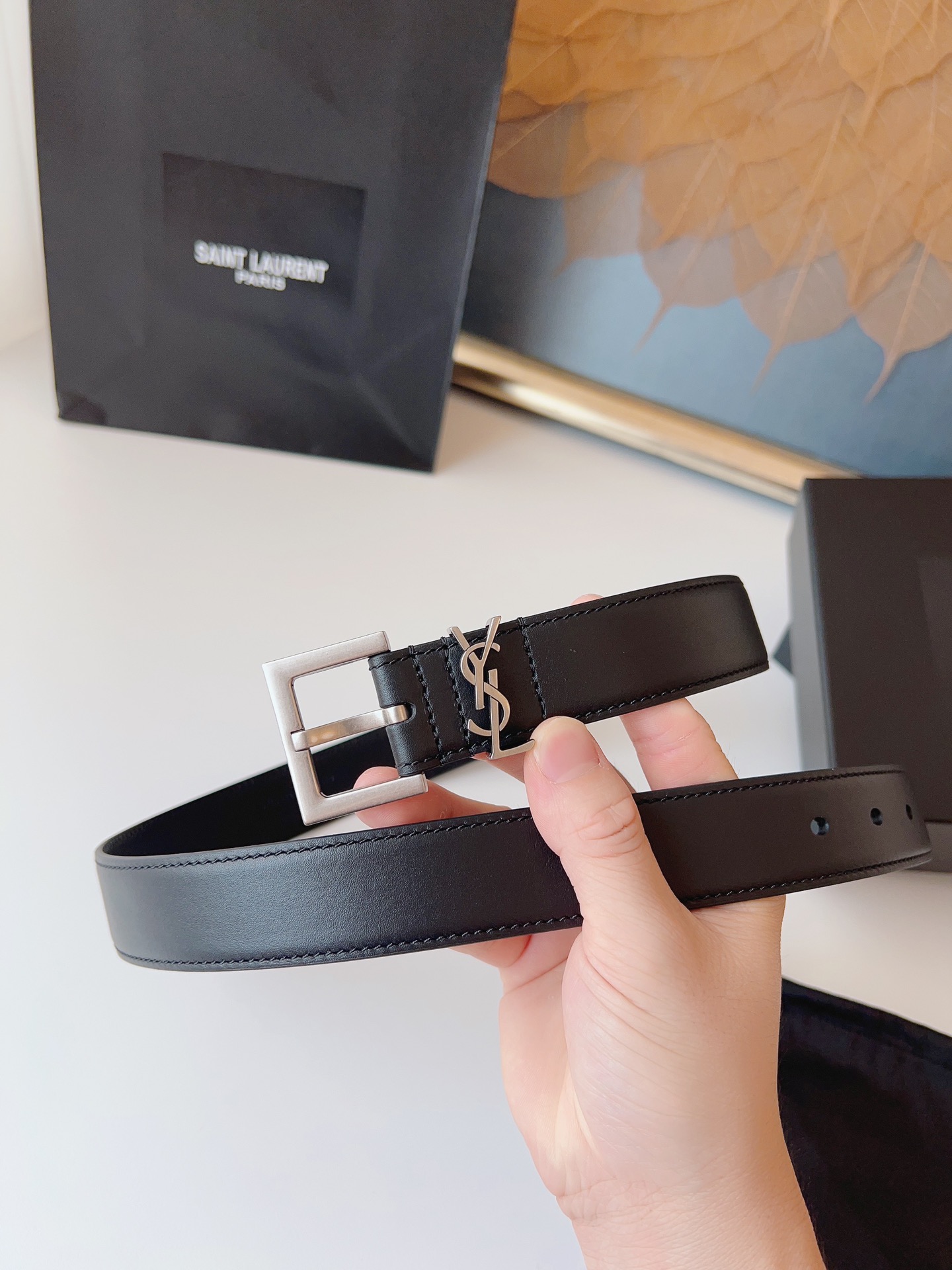 Saint Laurent Female Leather Belt Cow Leather S-m-l