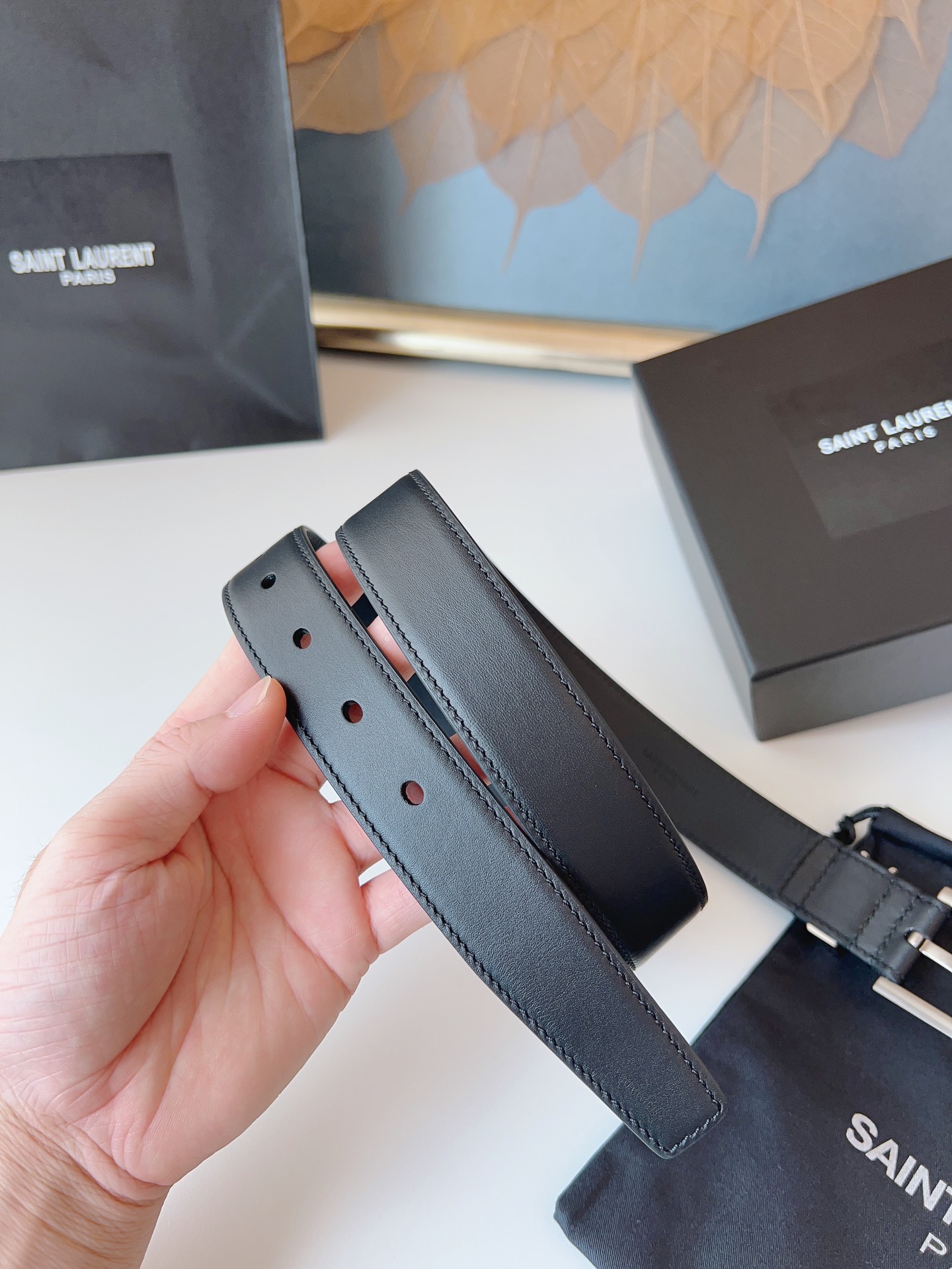 Saint Laurent Female Leather Belt Cow Leather S-m-l