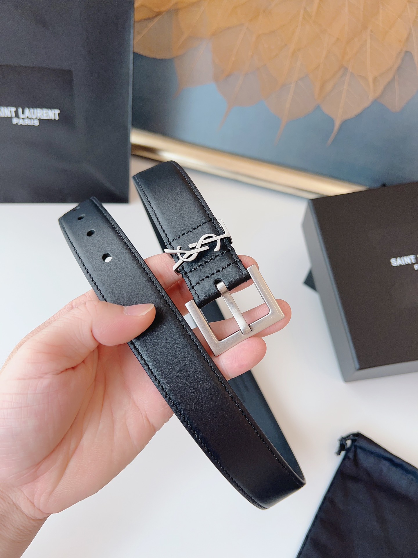 Saint Laurent Female Leather Belt Cow Leather S-m-l