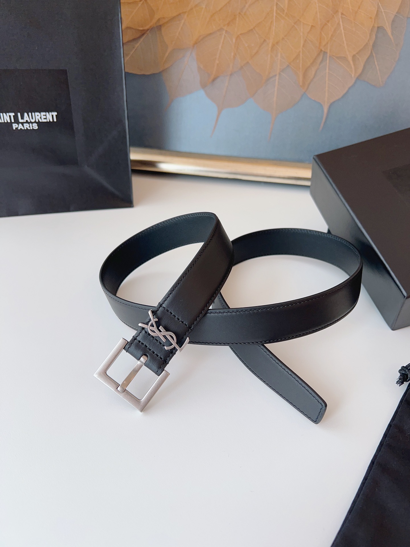 Saint Laurent Female Leather Belt Cow Leather S-m-l