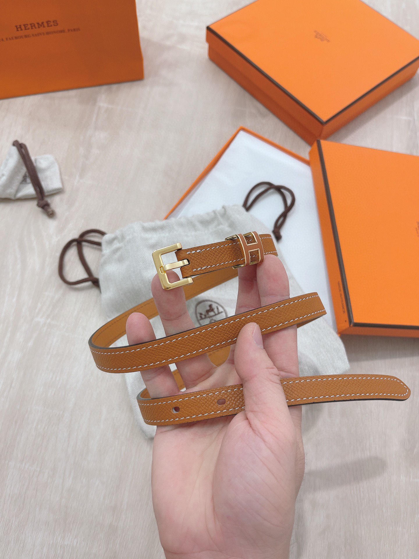 Hermès Female Pin Buckle Belt Cow Leather 13514-s-m