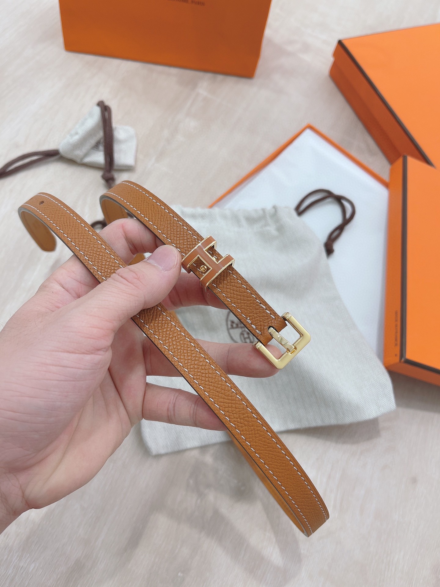 Hermès Female Pin Buckle Belt Cow Leather 13514-s-m