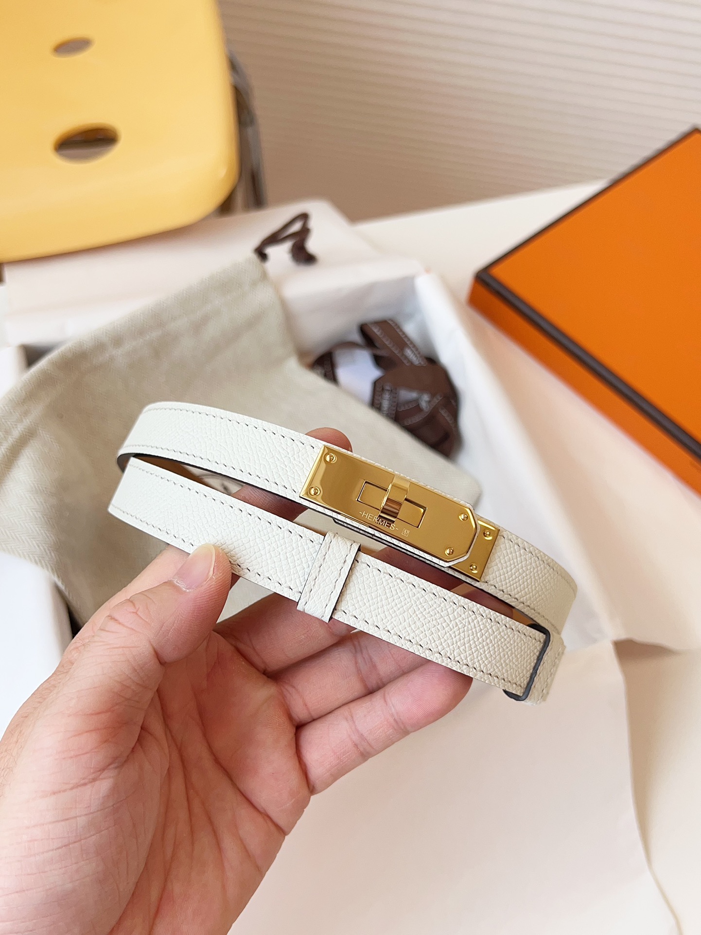 Hermès Female Leather Belt Cow Leather 18mm-s-m-l