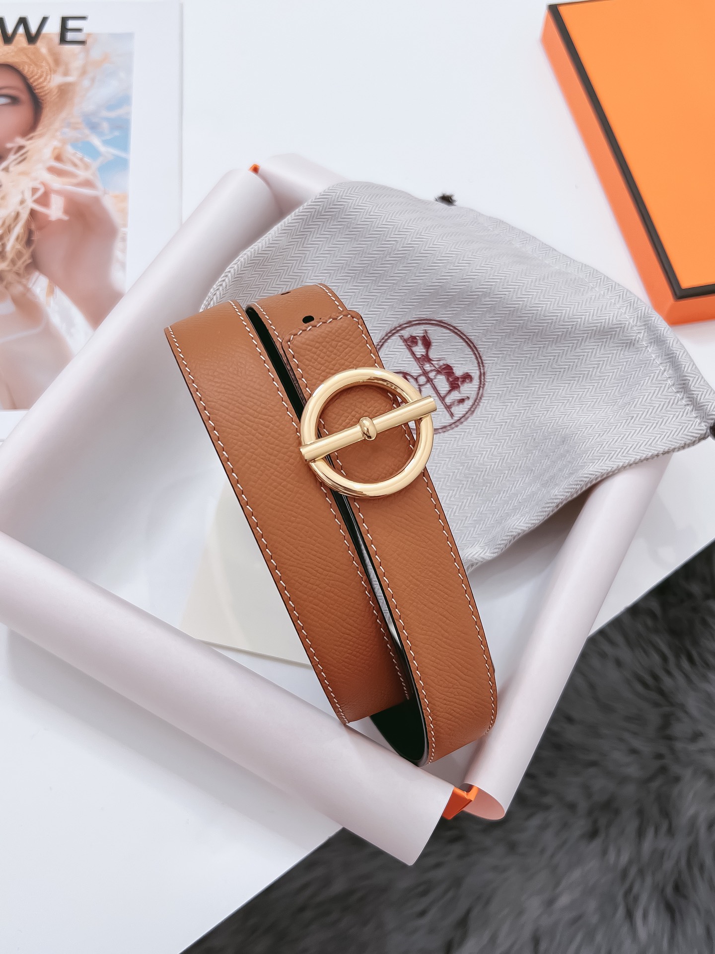 Hermès Female Basic Belt Cow Leather Black 110cm-m