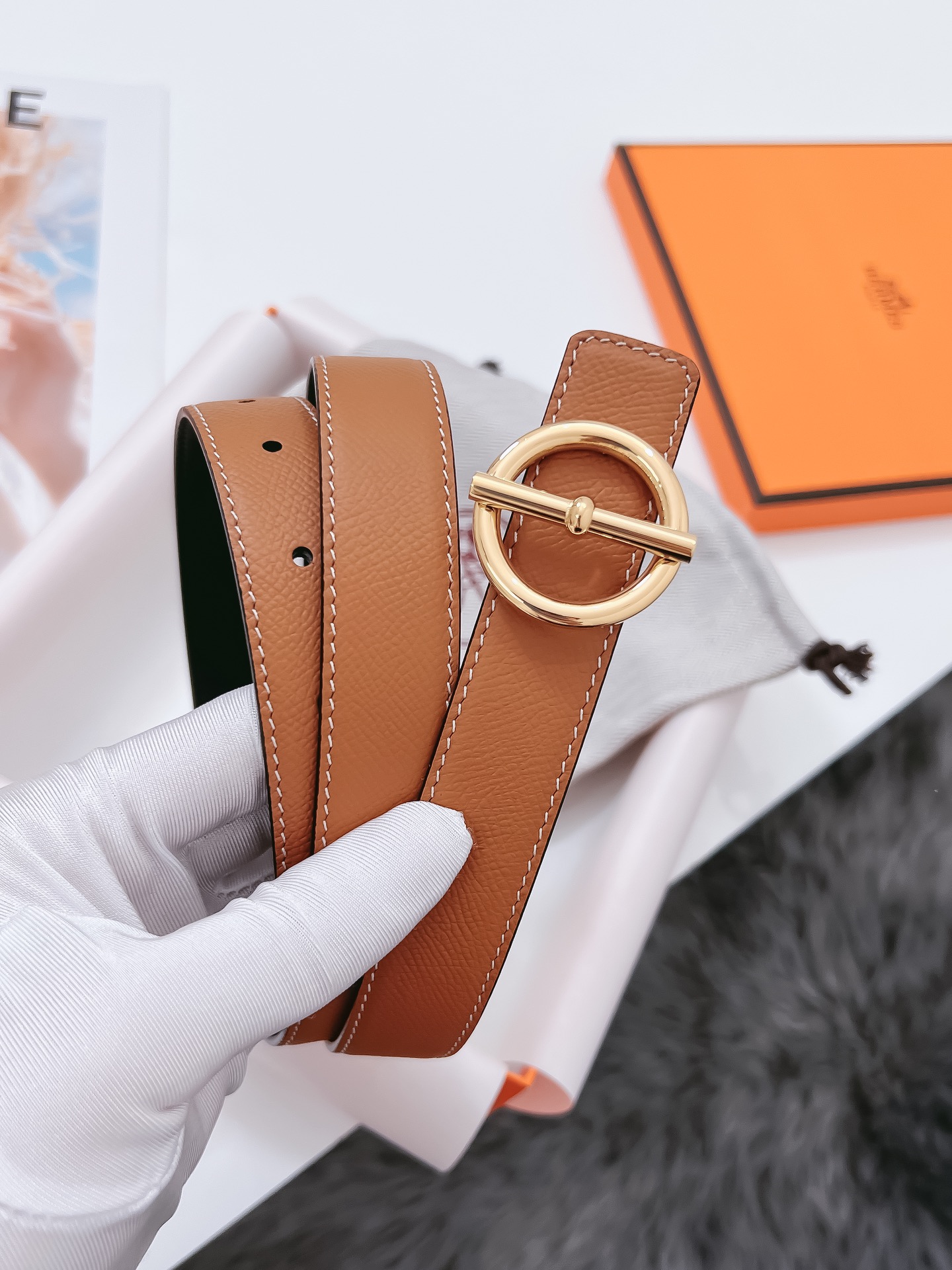 Hermès Female Basic Belt Cow Leather Black 110cm-m