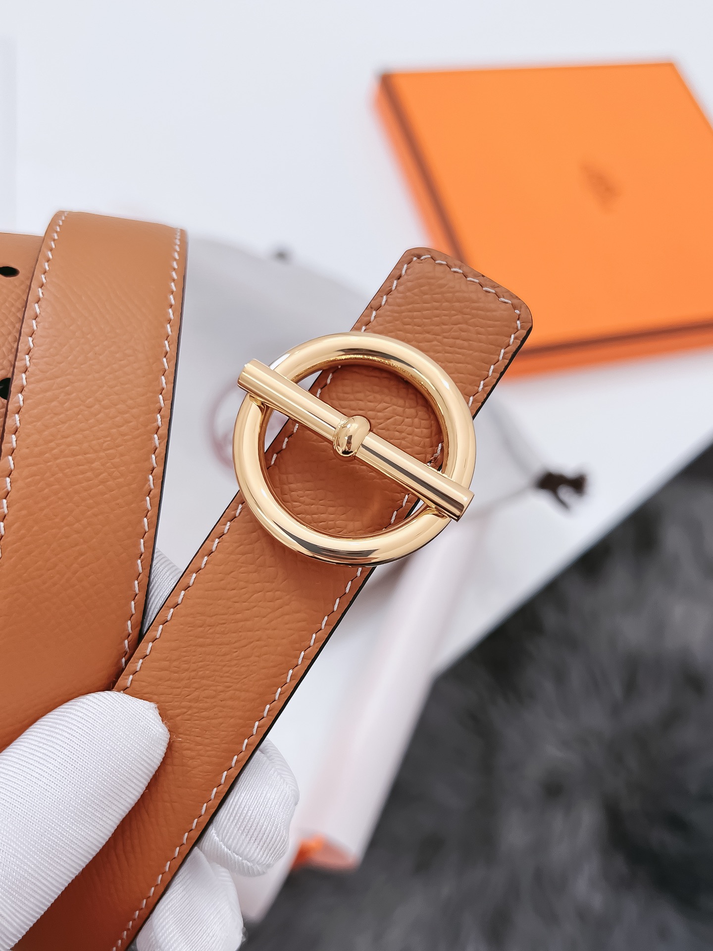 Hermès Female Basic Belt Cow Leather Black 110cm-m