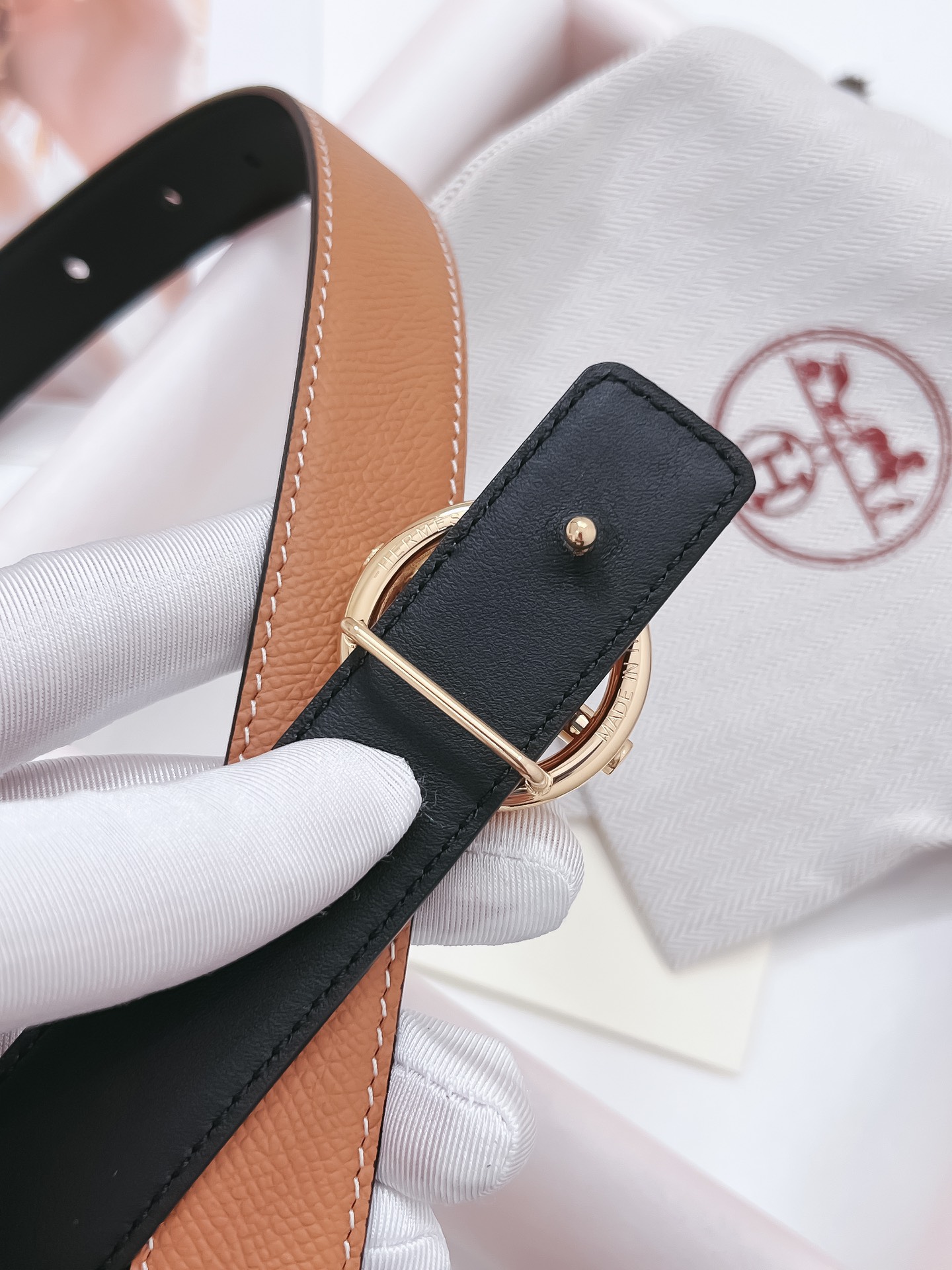 Hermès Female Basic Belt Cow Leather Black 110cm-m