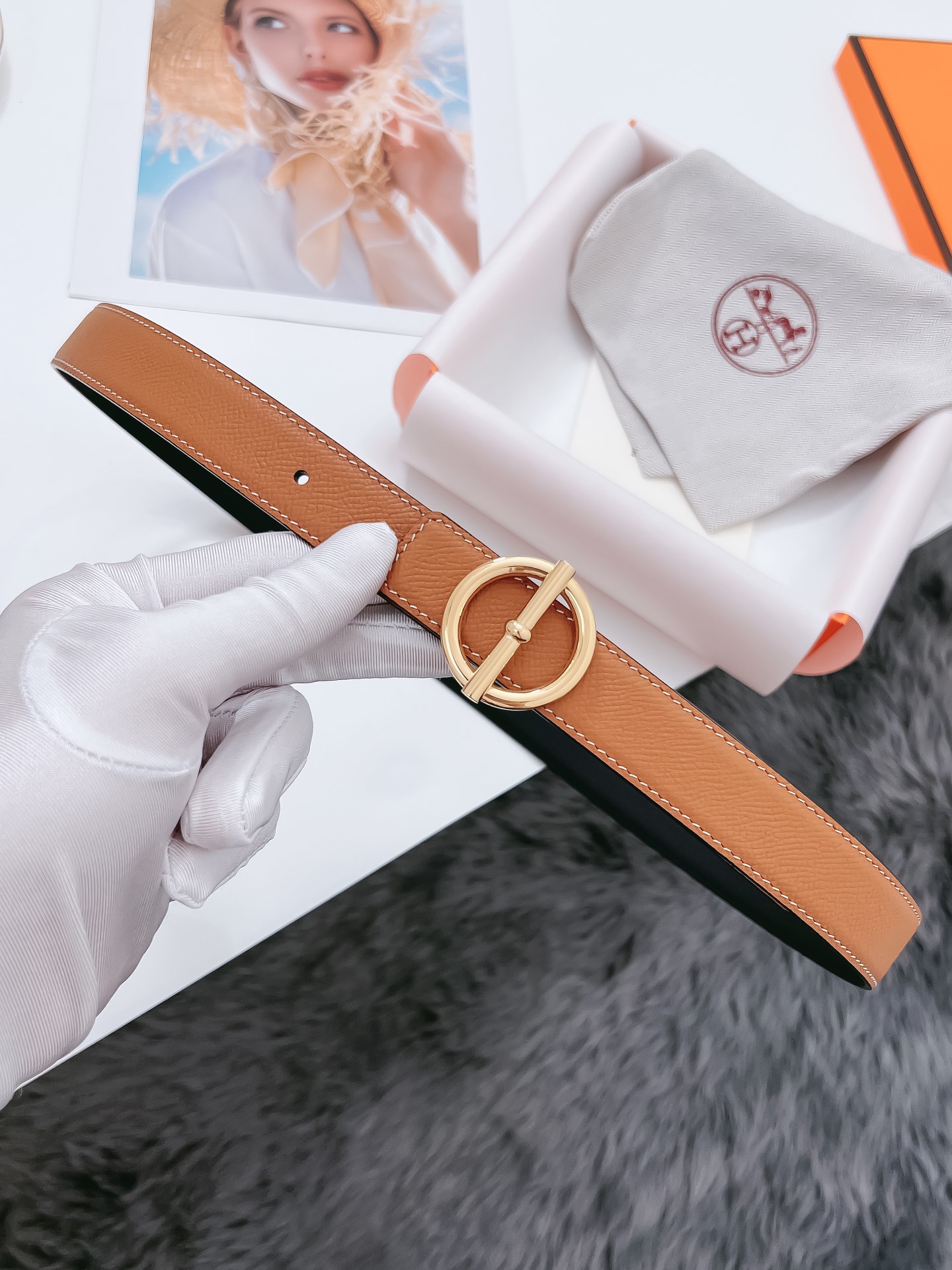 Hermès Female Basic Belt Cow Leather Black 110cm-m