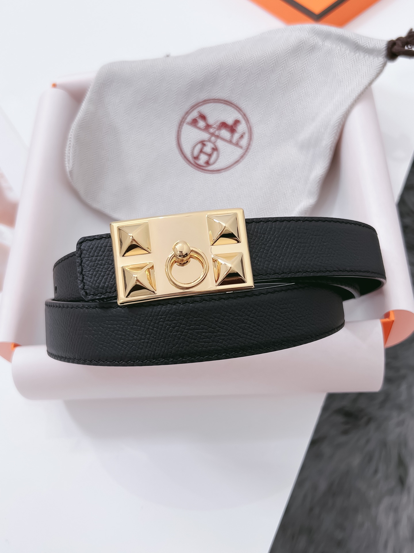 Hermès Female Basic Belt Cow Leather Black 110cm-m