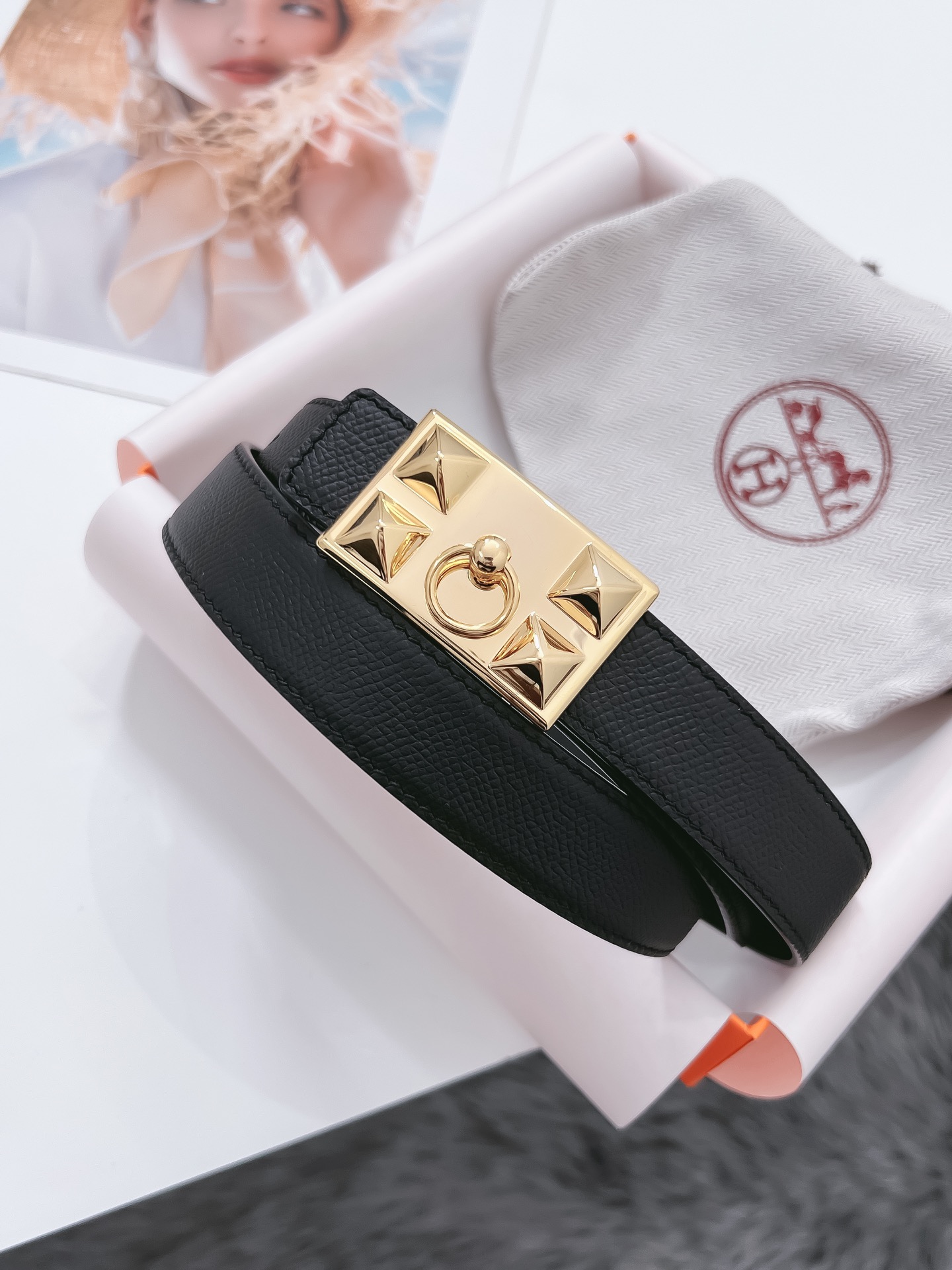 Hermès Female Basic Belt Cow Leather Black 110cm-m