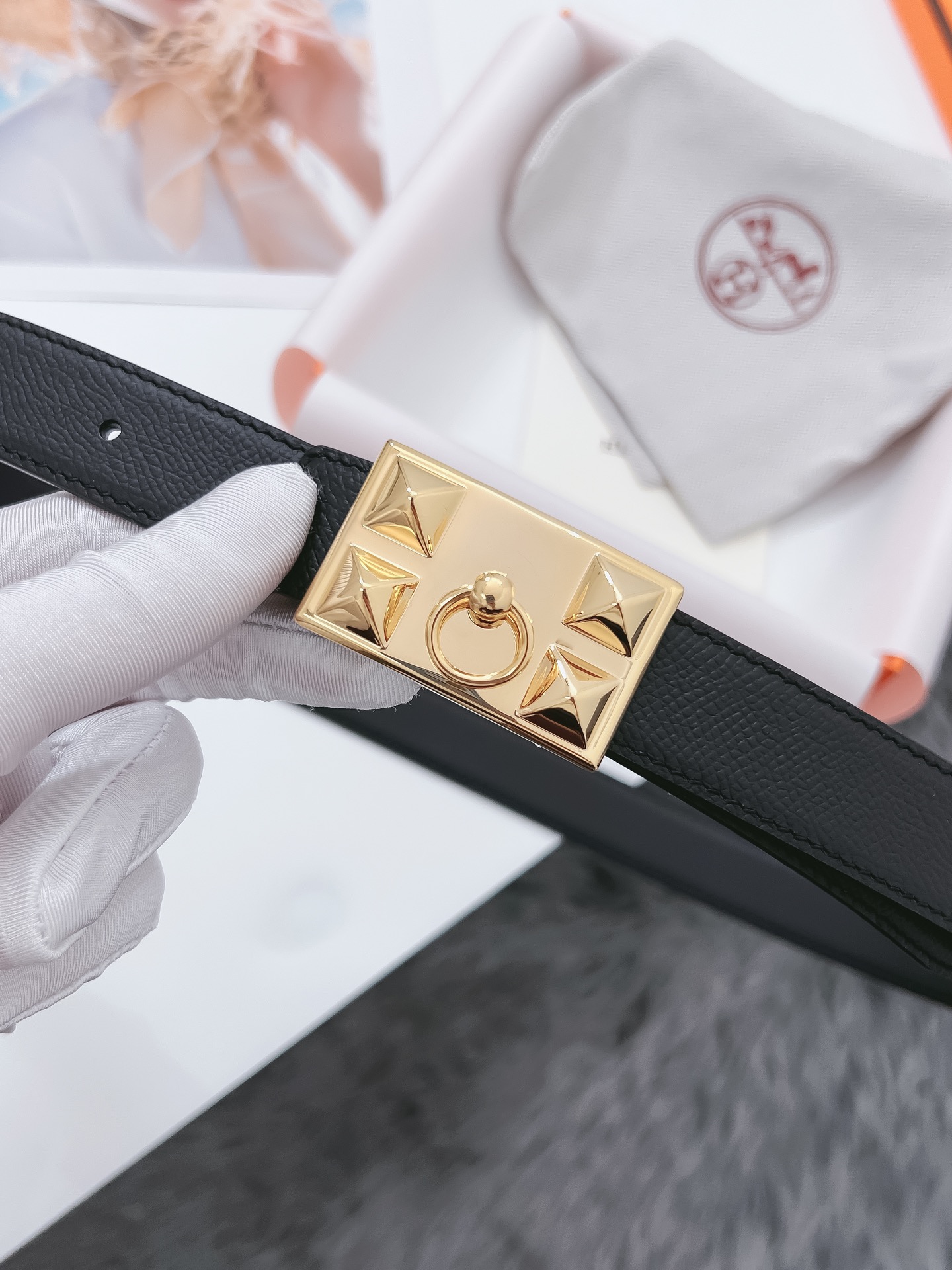 Hermès Female Basic Belt Cow Leather Black 110cm-m