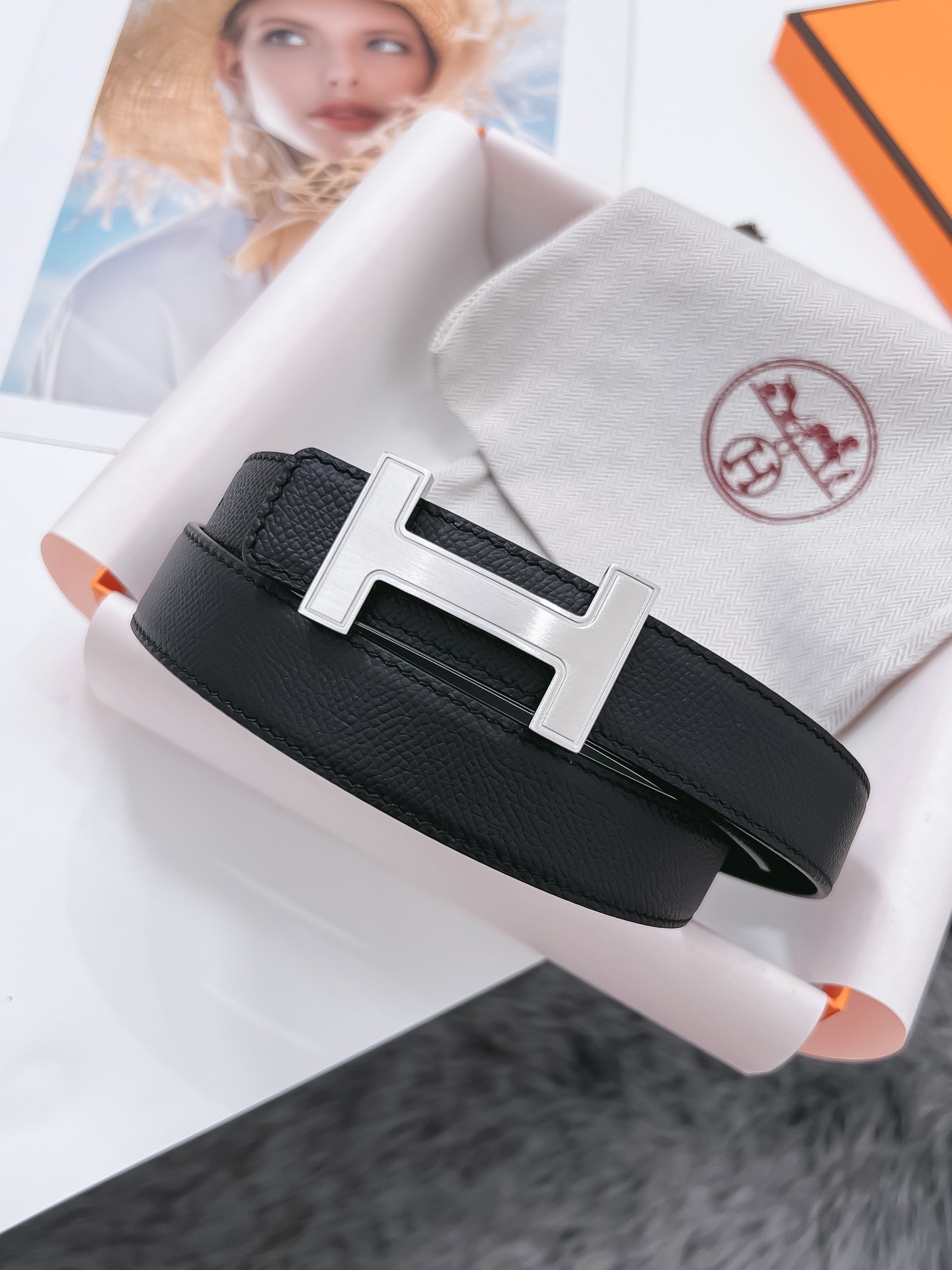 Hermès Female Basic Belt Cow Leather Black 110cm-m
