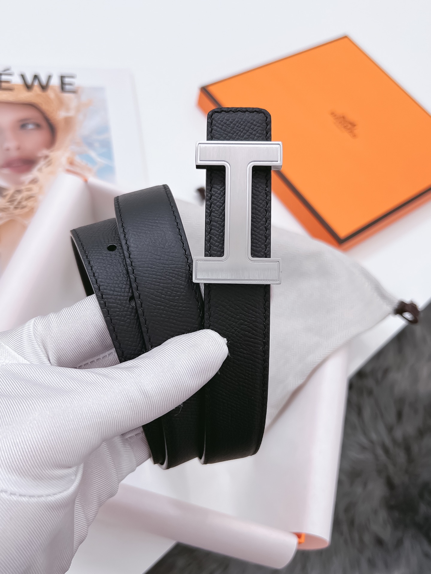 Hermès Female Basic Belt Cow Leather Black 110cm-m