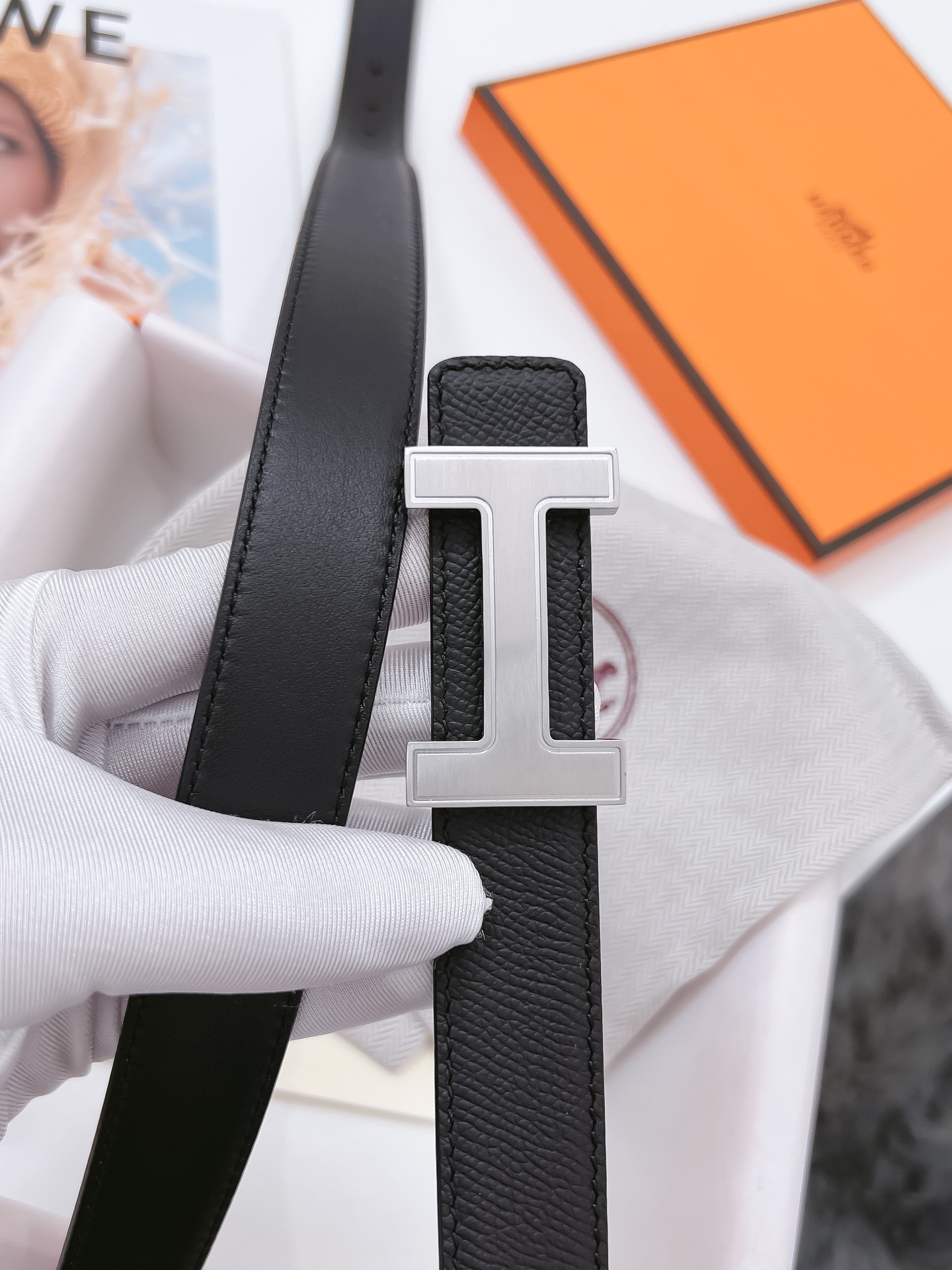 Hermès Female Basic Belt Cow Leather Black 110cm-m