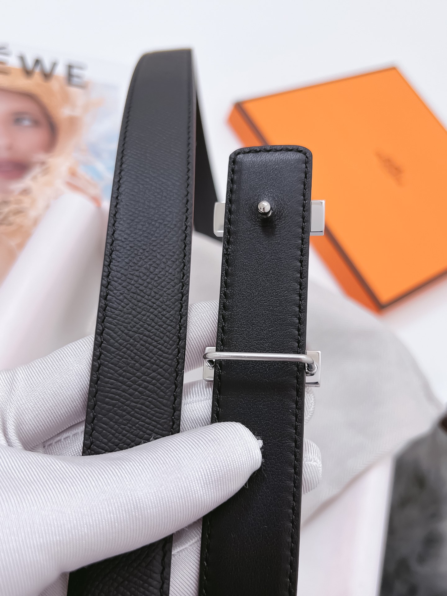 Hermès Female Basic Belt Cow Leather Black 110cm-m