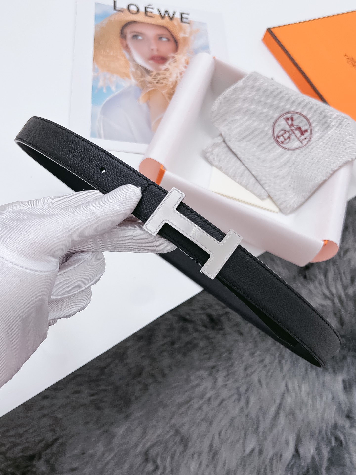 Hermès Female Basic Belt Cow Leather Black 110cm-m