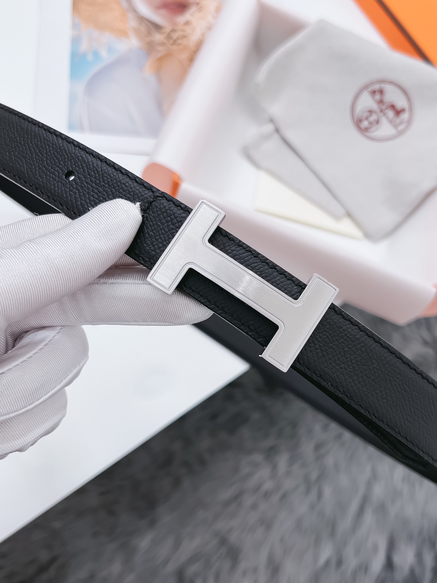 Hermès Female Basic Belt Cow Leather Black 110cm-m