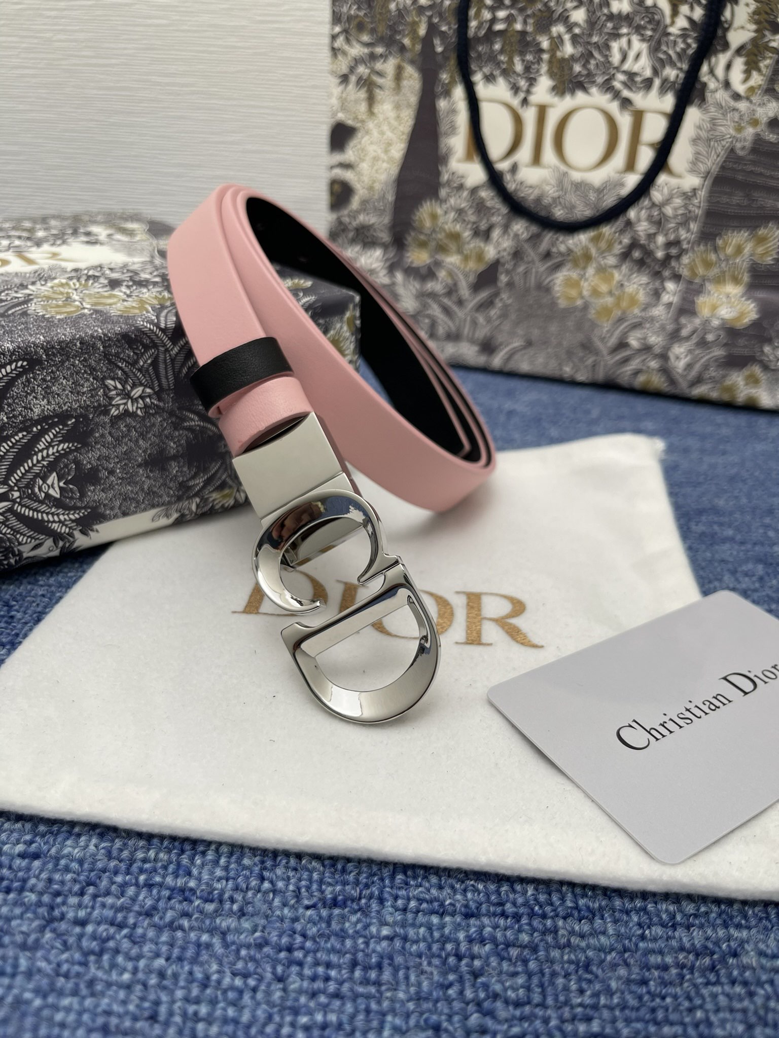 Dior Female Basic Belt Cow Leather Black Adjustable 13514-m