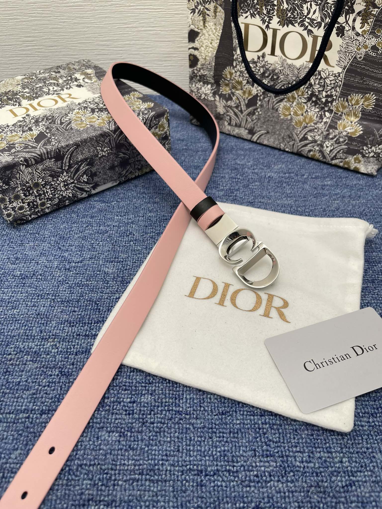 Dior Female Basic Belt Cow Leather Black Adjustable 13514-m