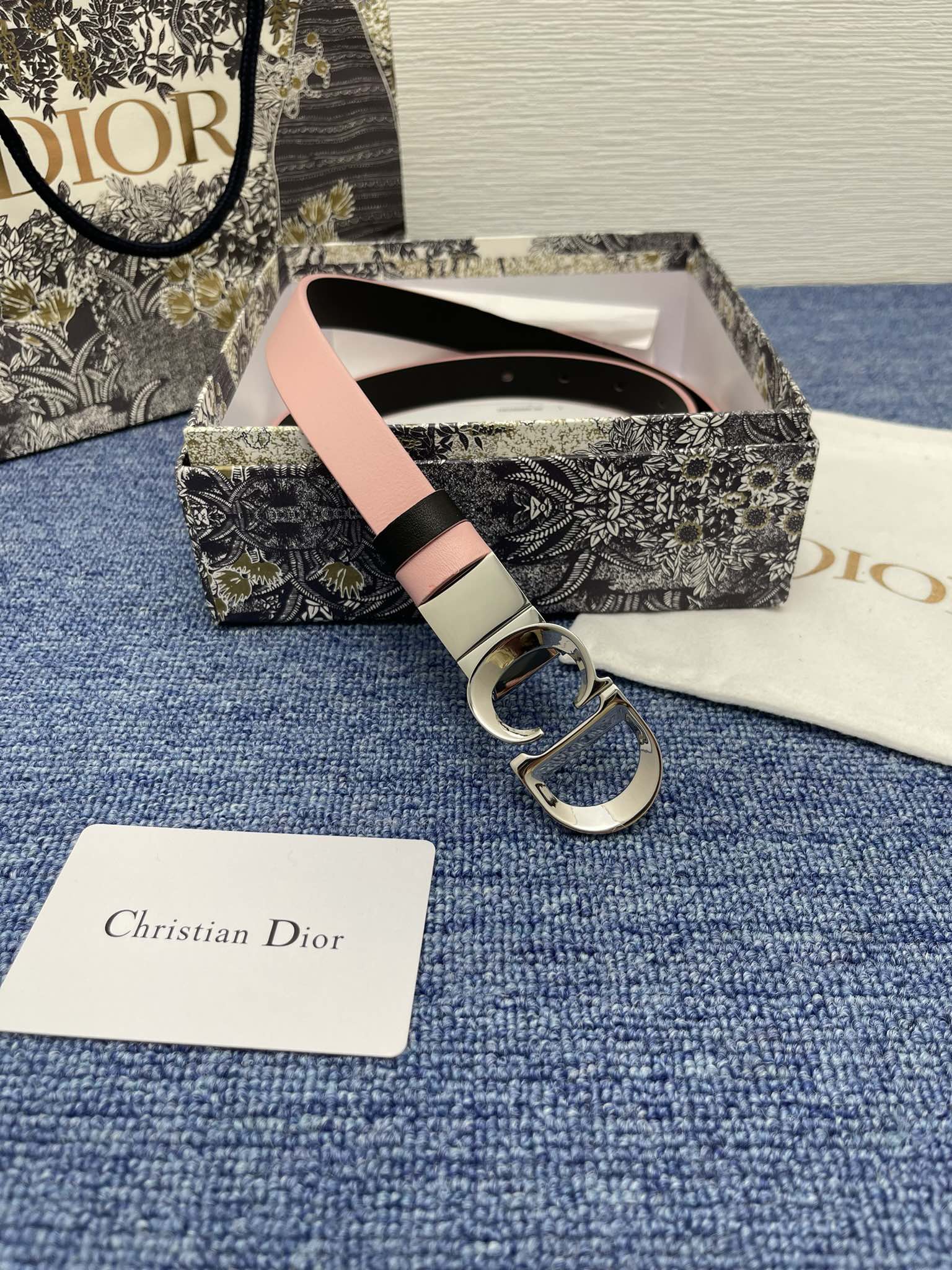 Dior Female Basic Belt Cow Leather Black Adjustable 13514-m