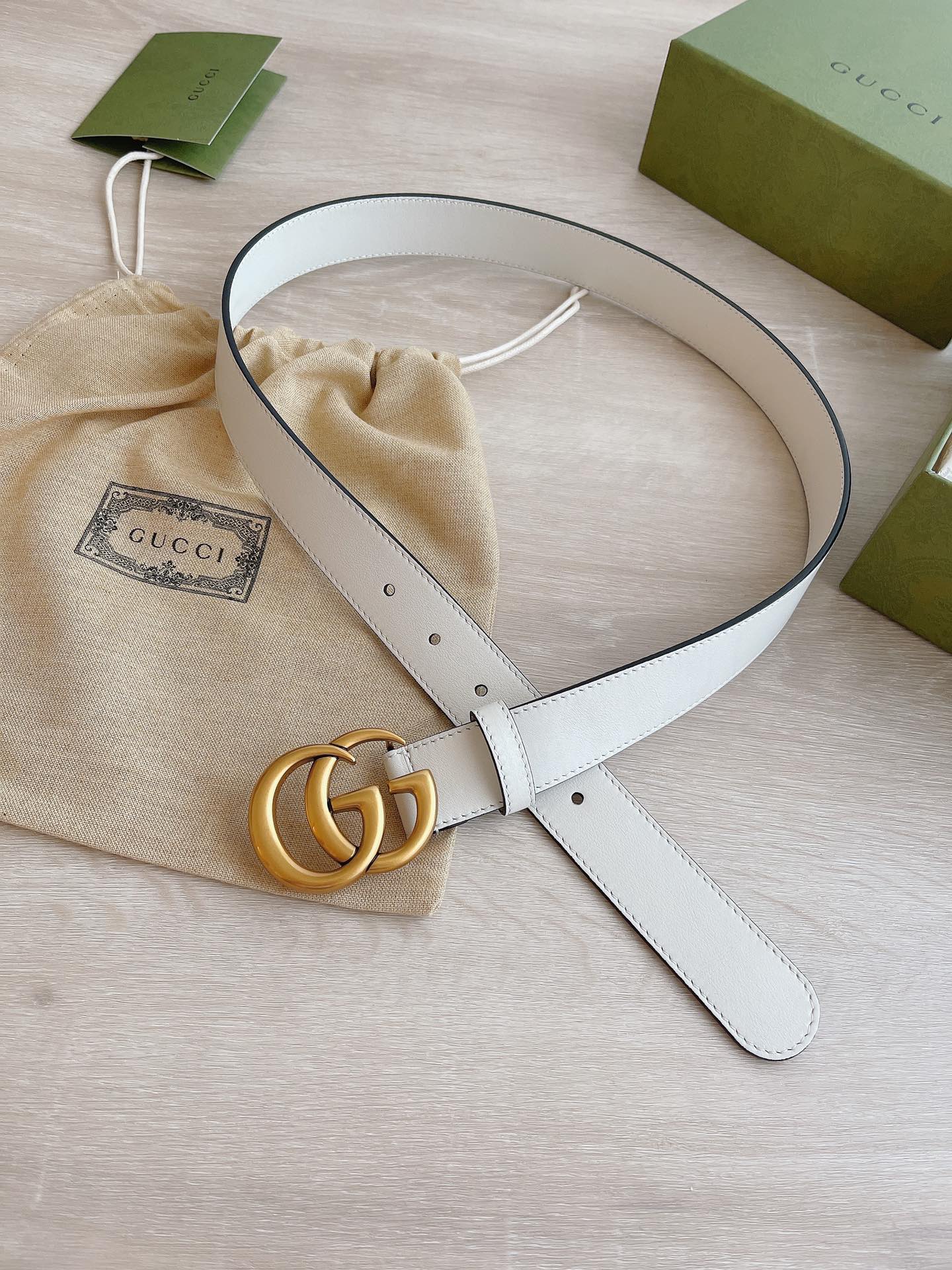 Gucci Female Basic Belt Cow Leather White M