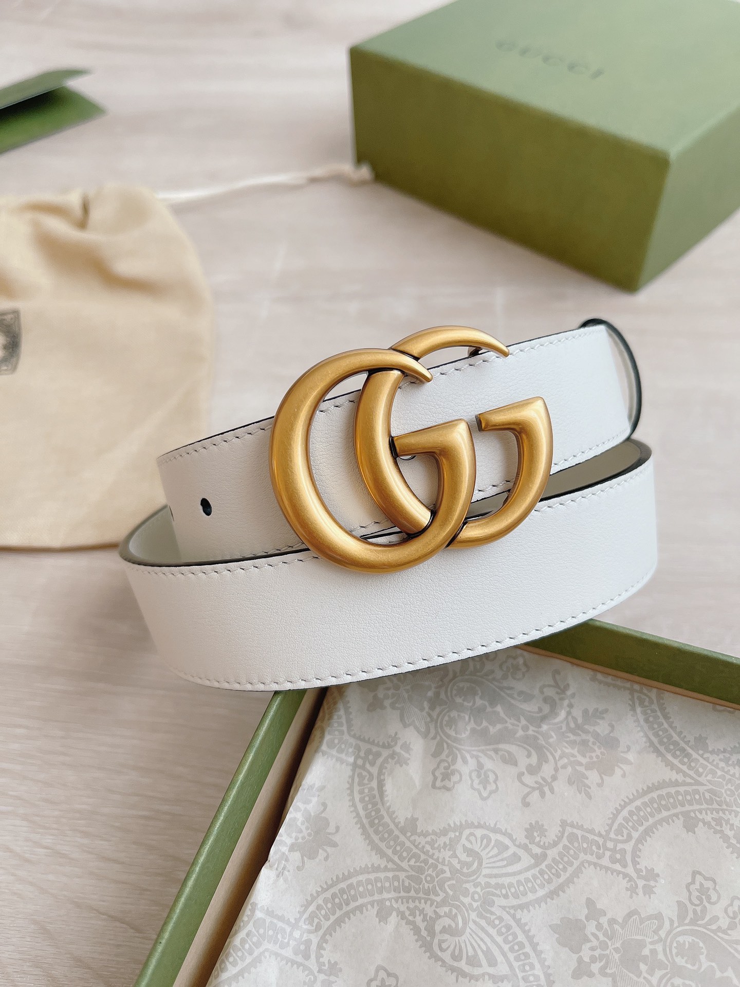 Gucci Female Basic Belt Cow Leather White M