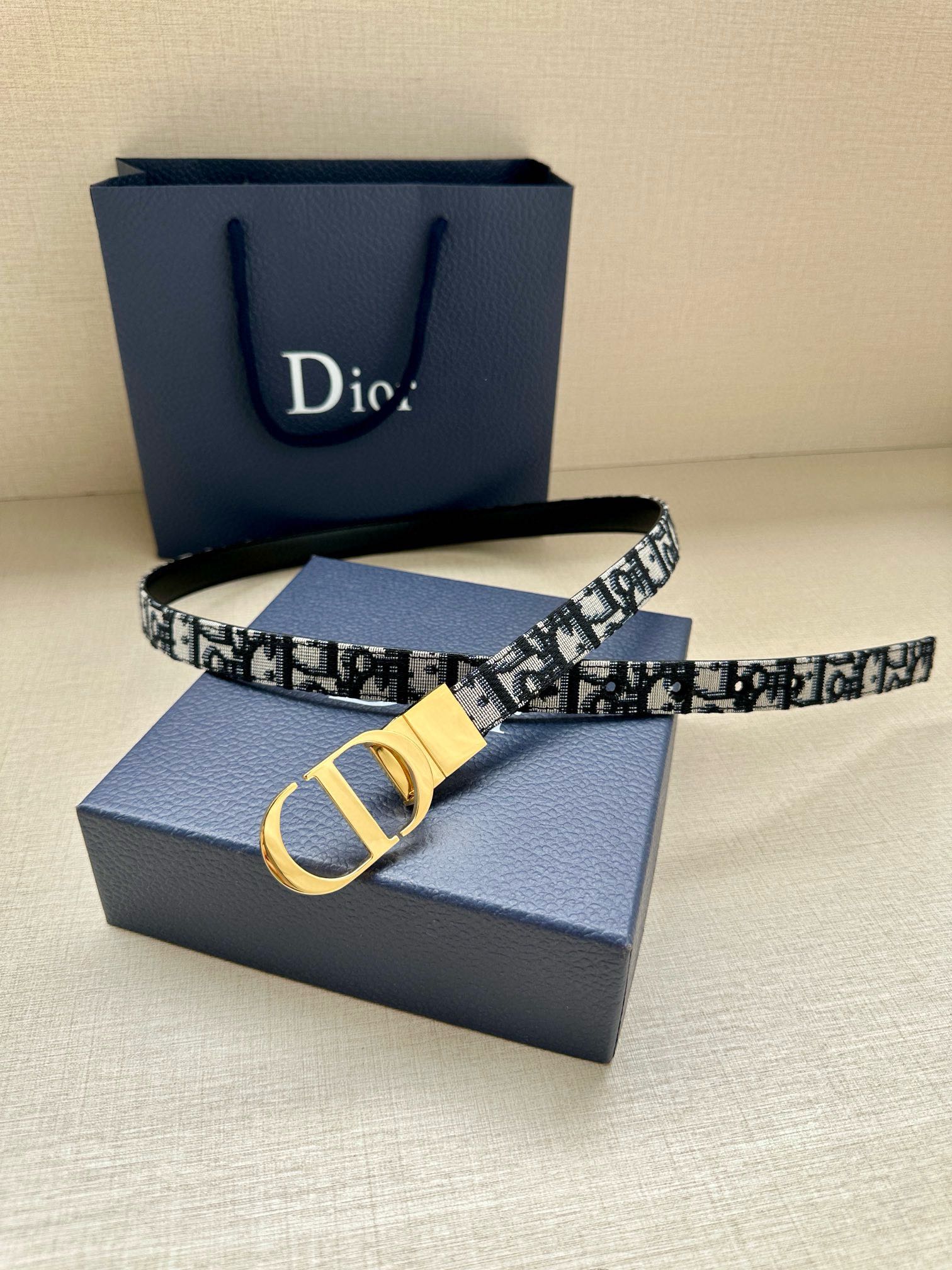 Dior Female Basic Belt Cow Leather Gold 20mm-m-l