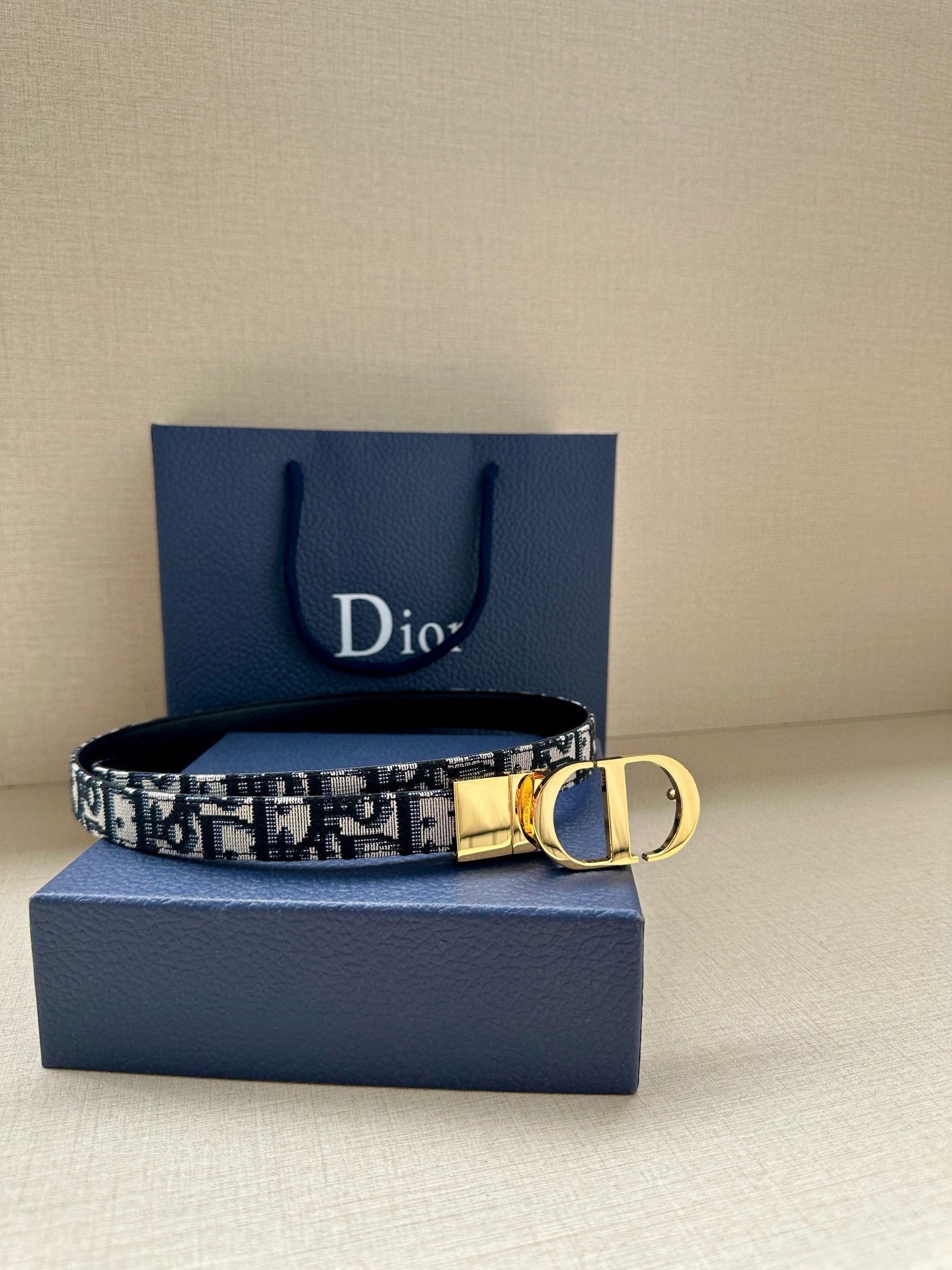 Dior Female Basic Belt Cow Leather Gold 20mm-m-l