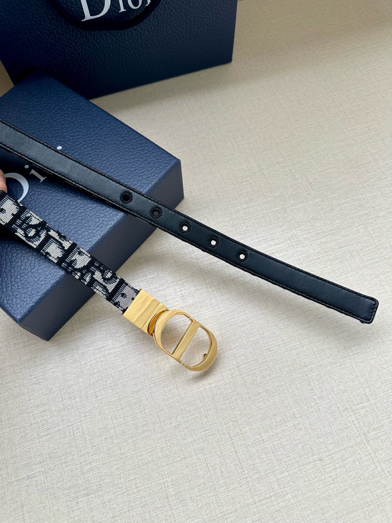 Dior Female Basic Belt Cow Leather Gold 20mm-m-l