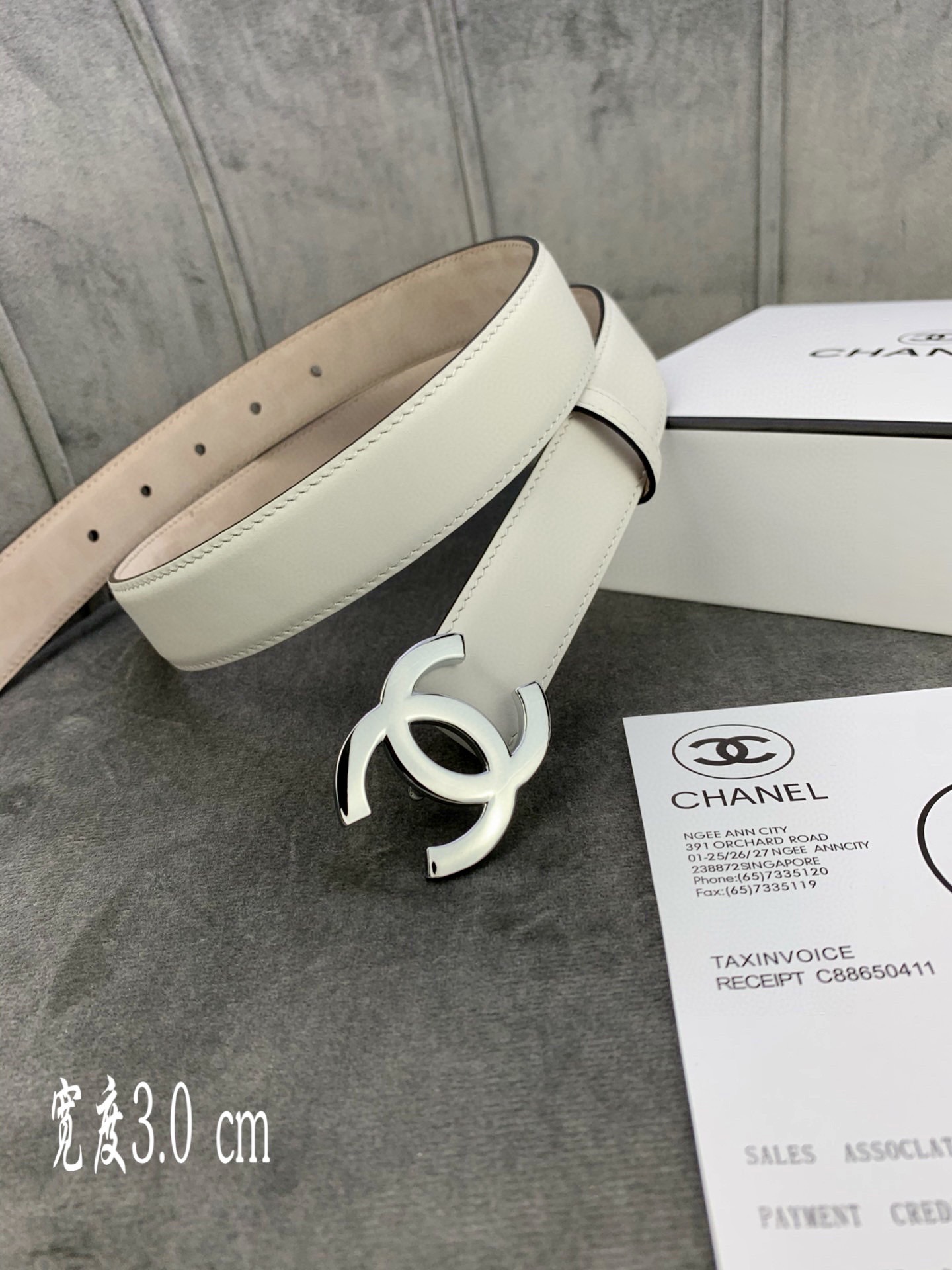 Chanel Female Leather Belt Cow Leather Silver M-l