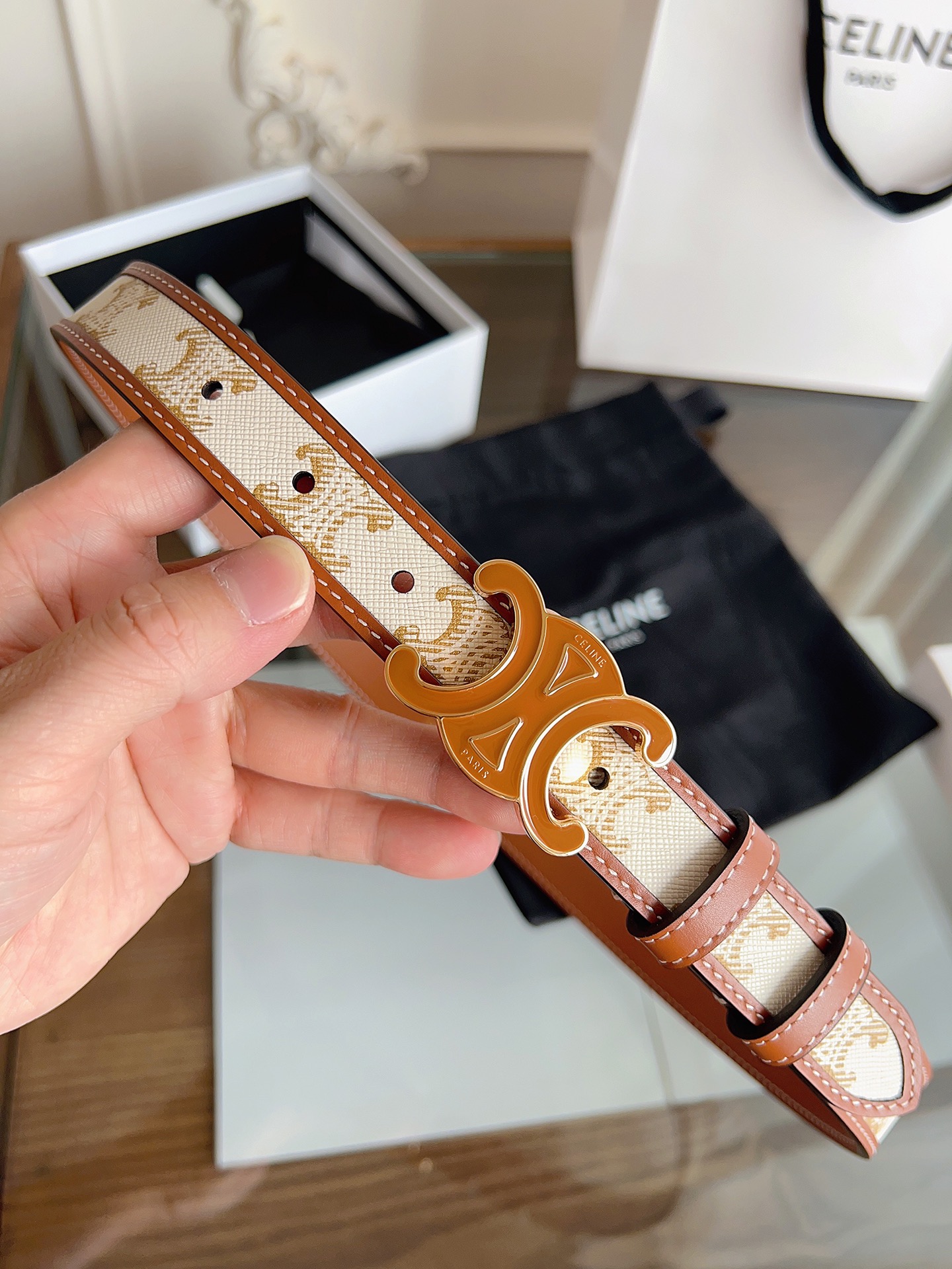 Celine Female Basic Belt Gold M-l