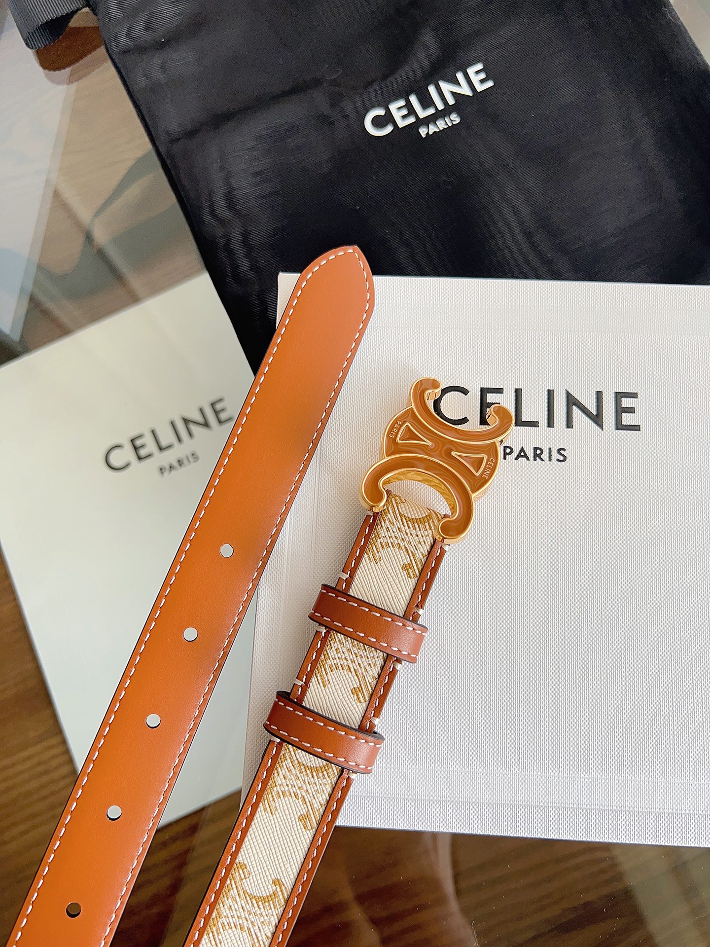 Celine Female Basic Belt Gold M-l