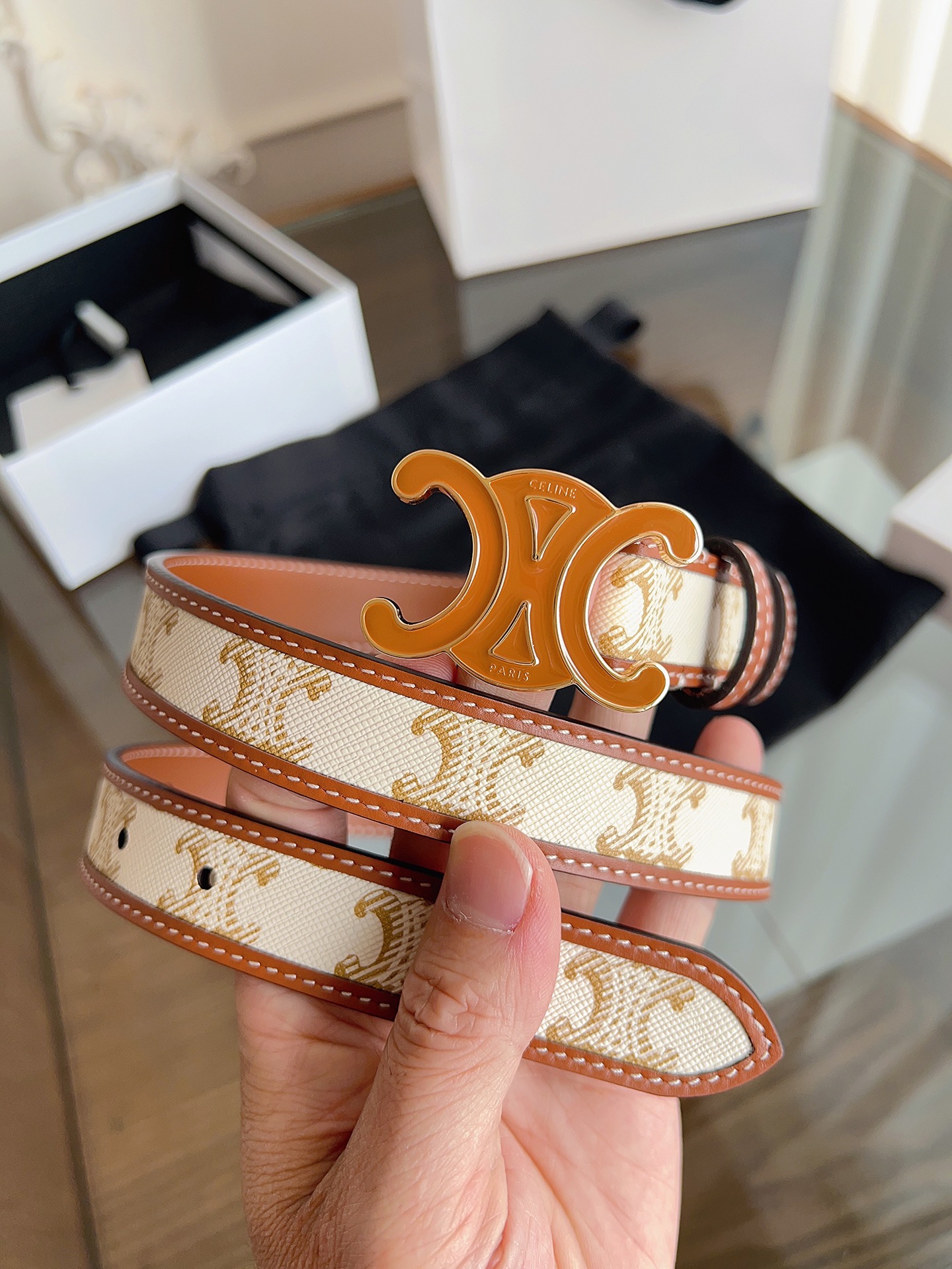 Celine Female Basic Belt Gold M-l