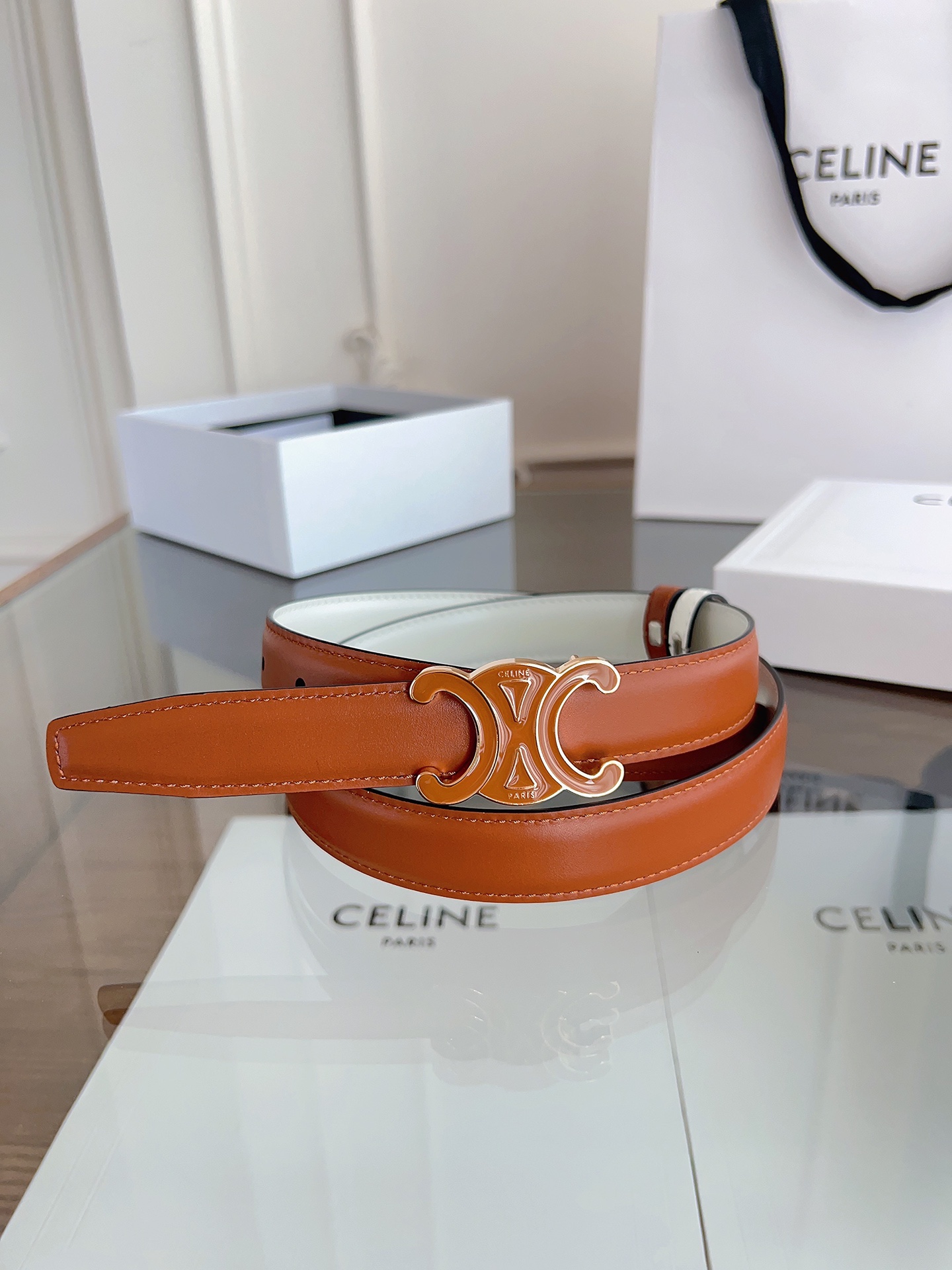 Celine Female Basic Belt Gold M-l