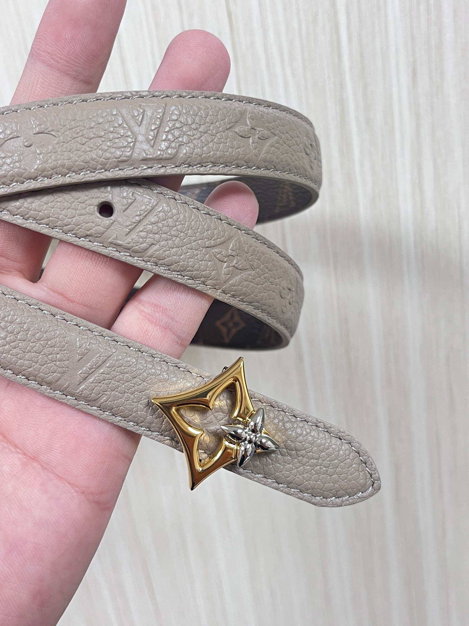Female Basic Belt Cow Leather Gray
