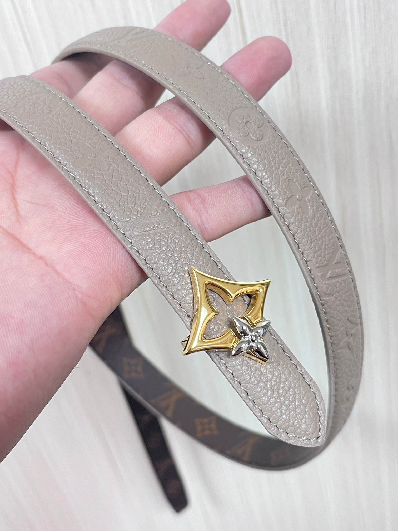 Female Basic Belt Cow Leather Gray